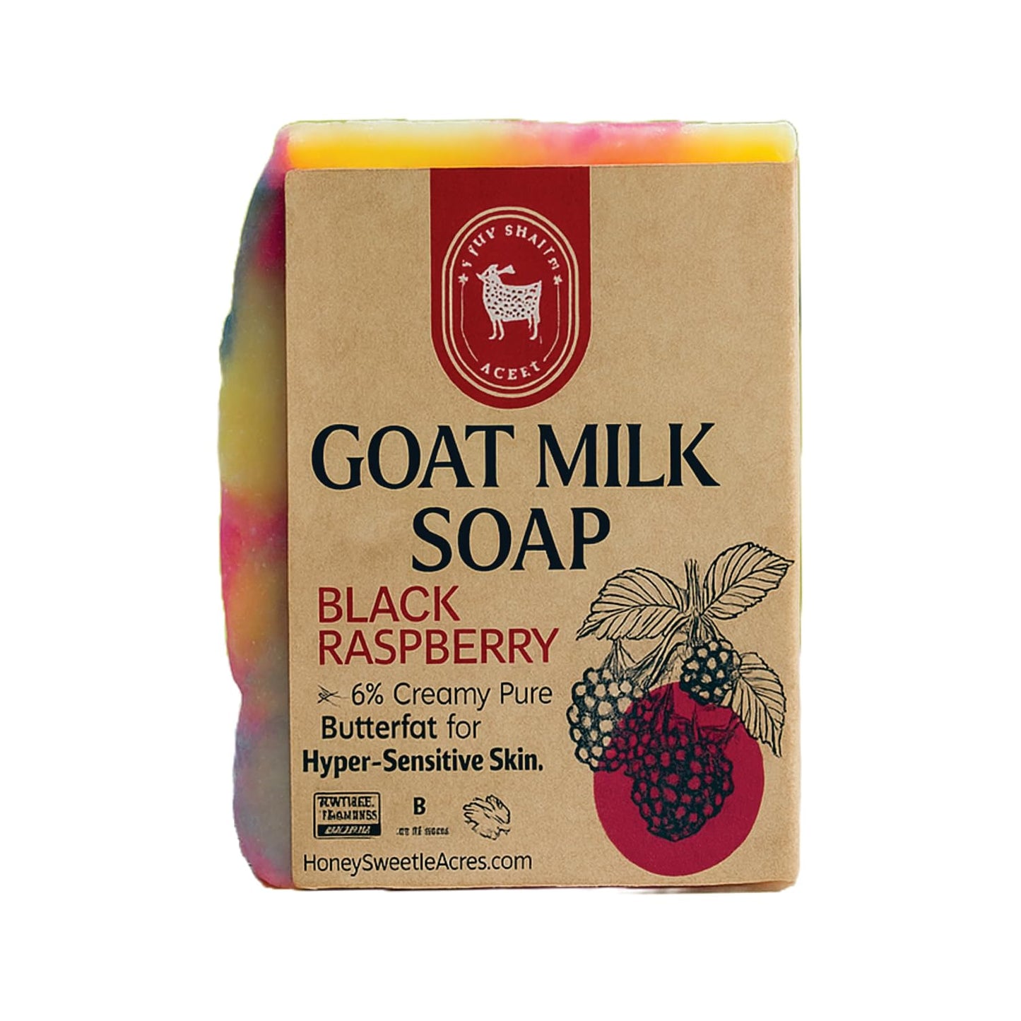 Honey Sweetie Acres Black Raspberry Goat Milk Soap - Handmade 5 oz Bar, Made with Natural Ingredients, Moisturizing & Gentle, Made in the USA (Black Beauty & Personal Care Honey Sweetie Acres
