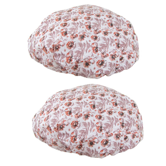Ruilogod Flower Printed Women Bathing Shower Cap 2 Pcs Brown Pink (id: 674 e71 dfb 3bd 909 Beauty and Personal Care Ruilogod