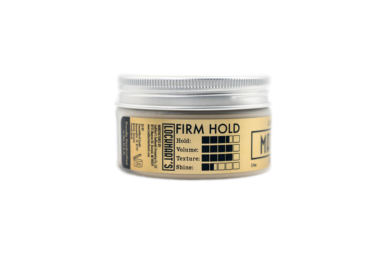 Lockhart’s Premium Matte Clay - Styling Hair Paste For Men - Natural Matte Finish - Handcrafted Styling Clay for Textured Looks (3.4oz) Beauty & Personal Care Lockhart's Authentic Grooming Co. LLC
