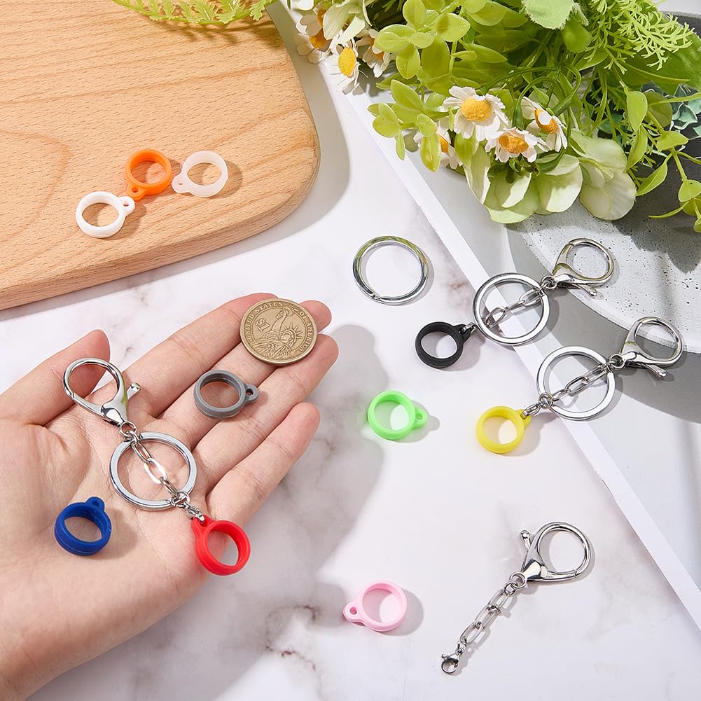 CRASPIRE 14Pcs Lip Balm Holder Key Chains Silicone Rubber Rings Holder Keychain Cap Silver Alloy Lips Gloss Lobster Clasp Portable Elastic Storage Beauty and Personal Care CRASPIRE
