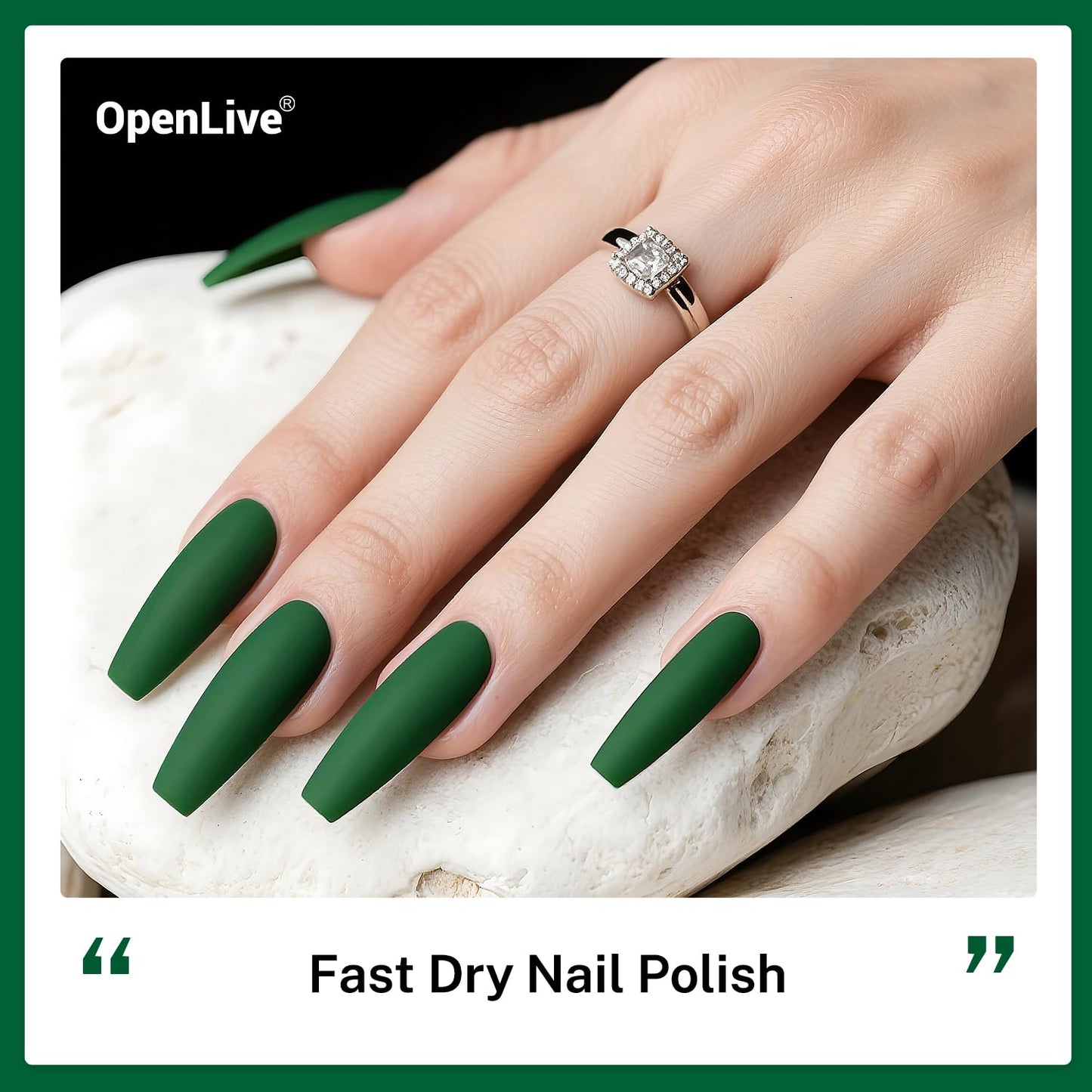 OpenLive 16.5ml Dark Green Nail Polish Large Volume Quick Dry Nail Polish, Long Lasting Shine, Fingernail Toenail Nail Art DIY Home Travel Nail Art Beauty and Personal Care OpenLive