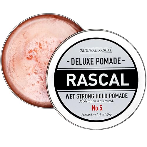 Original Rascal Deluxe Pomade #5 - Hair Paste High Shine w/Strong Hold & Wet Look - Men's Styling Care Solution for All Hair Type - Natural Made Beauty & Personal Care Rascal Men's Grooming