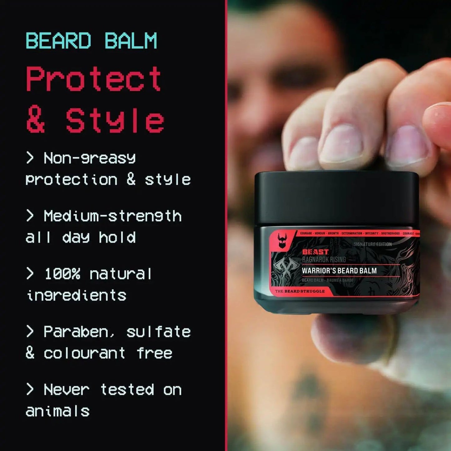 The Beard Struggle Eddie Hall Beast Line Beard Balm - Ragnarok Rising Warrior’s Edition - Tame, Style & Condition Beard - Medium Hold, Non-Greasy Beauty and Personal Care The Beard Struggle