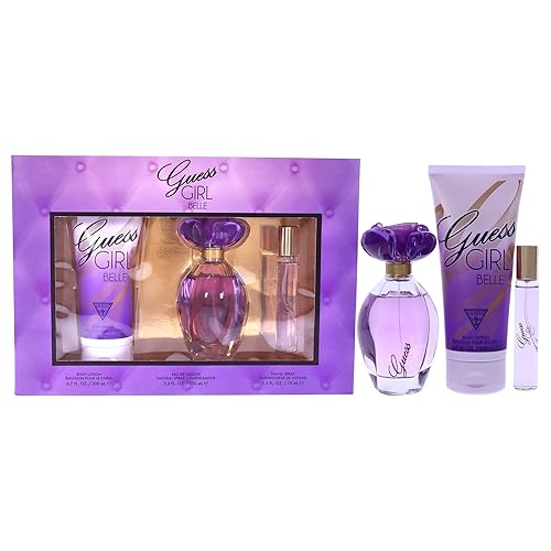 Guess Girl Belle 3 Pc Gift Set 3.4oz EDT Spray, 0.5oz EDP Travel Spray, 6.7oz Body Lotion GIFTSET Beauty & Personal Care GUESS