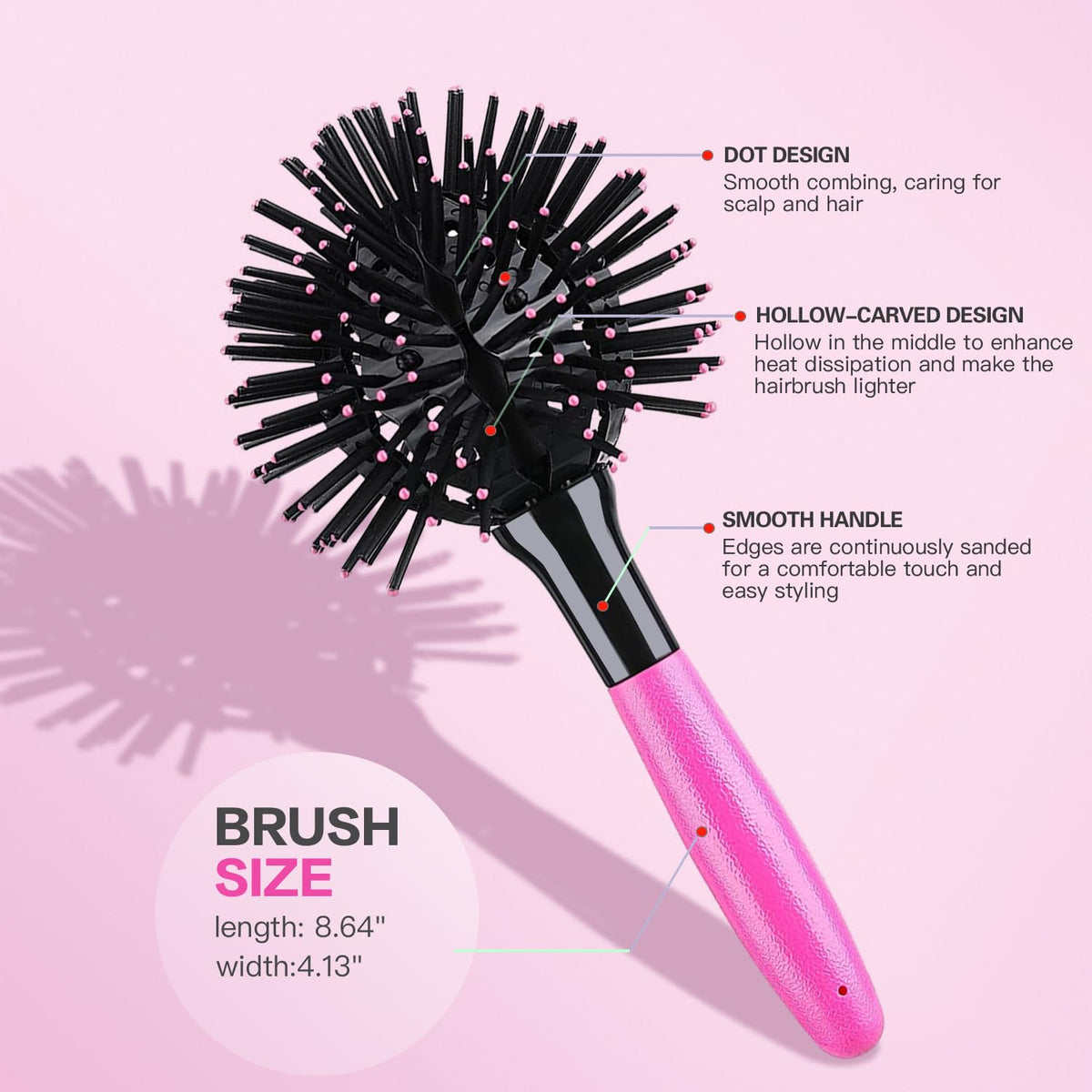 3D Bomb Curl Hair Brush 360° Round Styling Hair Brush Detangling Hairbrush Spherical Ball Brush Salon Round Hair Curling Curler and Wide Tooth Comb Beauty & Personal Care WEXNECOWKZ