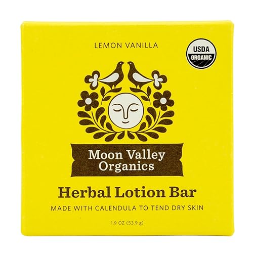 Moon Valley Organics Herbal Lotion Bar in Lemon Vanilla, Moon Melt Bar, Calendula and Comfrey, Beeswax, Heal and Restore Chapped Skin, Soothing Beauty & Personal Care Moon Valley Organics