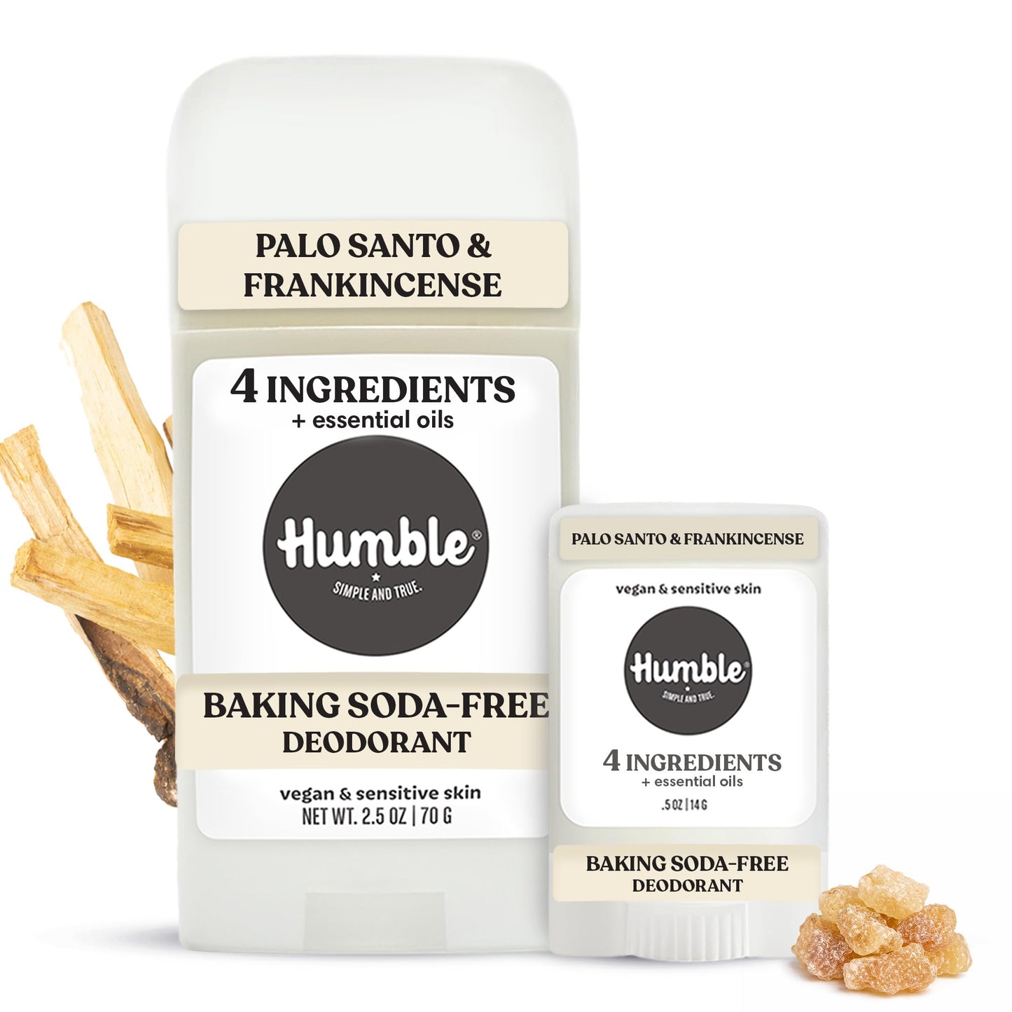 Humble Aluminum-Free Deodorant for Women & Men, Palo Santo & Frankincense - Baking Soda-Free Natural Deodorant Stick for Sensitive Skin with Essential Beauty and Personal Care HUMBLE SIMPLE AND TRUE.