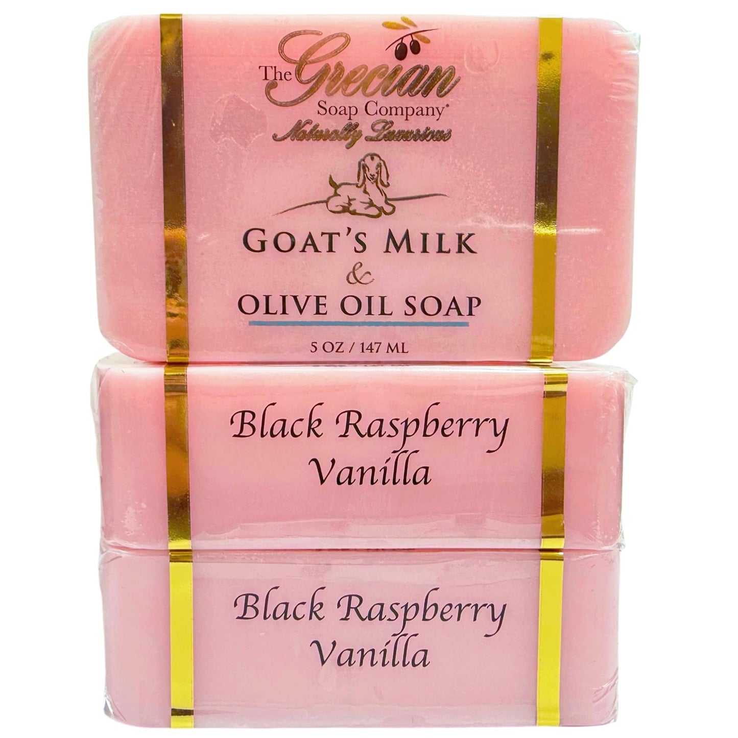 The Grecian Soap Company Goat Milk & Olive Oil Soap Bar 3-Pack - Black Raspberry Vanilla Scent, Natural Bar Soap, Moisturizing & Nourishing Body Soap Beauty & Personal Care The Grecian Soap Company