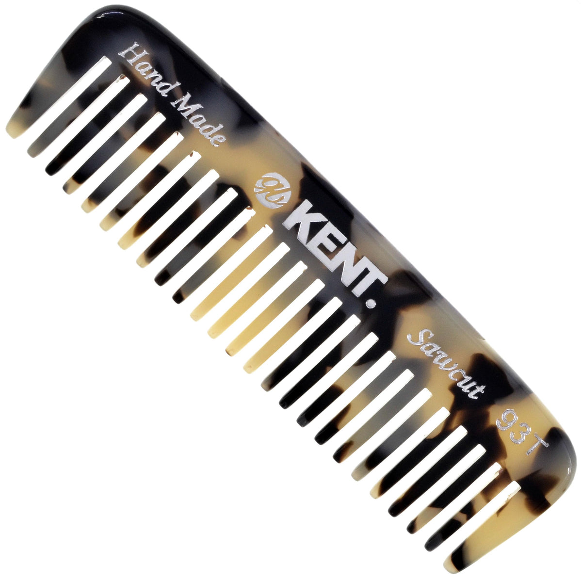 Kent 93T White Tokyo Wide Tooth Small Comb for Men's Mustache and Beard Grooming, Pocket Sized Detangler Travel Comb, Saw-Cut and Polished, Handmade