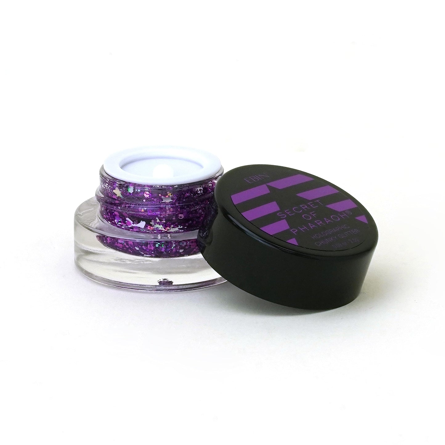 Secret of Pharaoh Holographic Chunky Glitter Gel for Face, Body, Hair - Purple Sparkle | Vibrant Colores, Festival and Party Makeup - Versatile Beauty & Personal Care EBIN NEW YORK