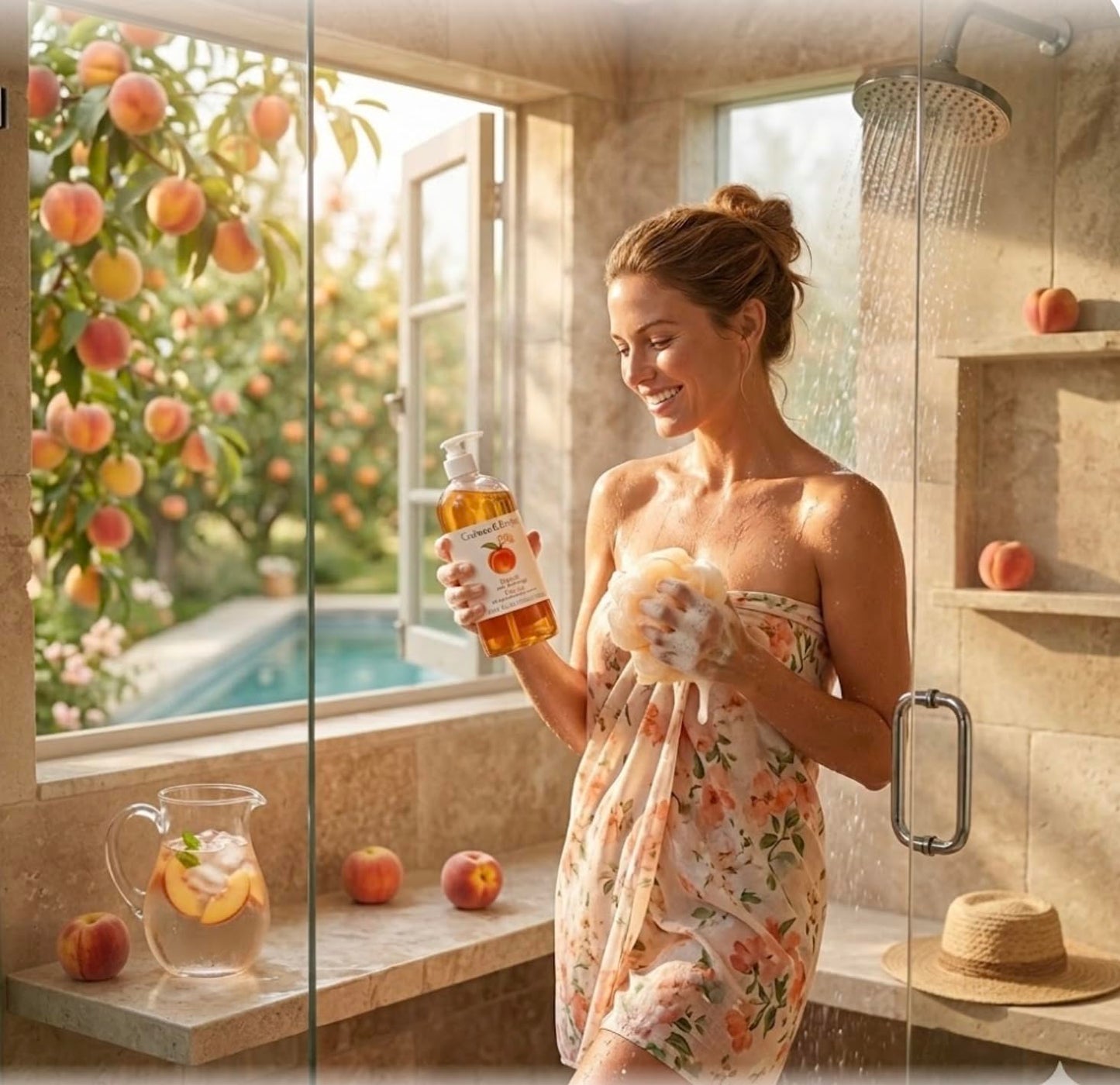 Crabtree & Evelyn Peach Bath & Shower Gel, 1L | Rare Discontinued Fruity Formula | Vintage Classic with Soft Peach Blossom Scent | Large Pump Bottle Beauty & Personal Care Crabtree & Evelyn