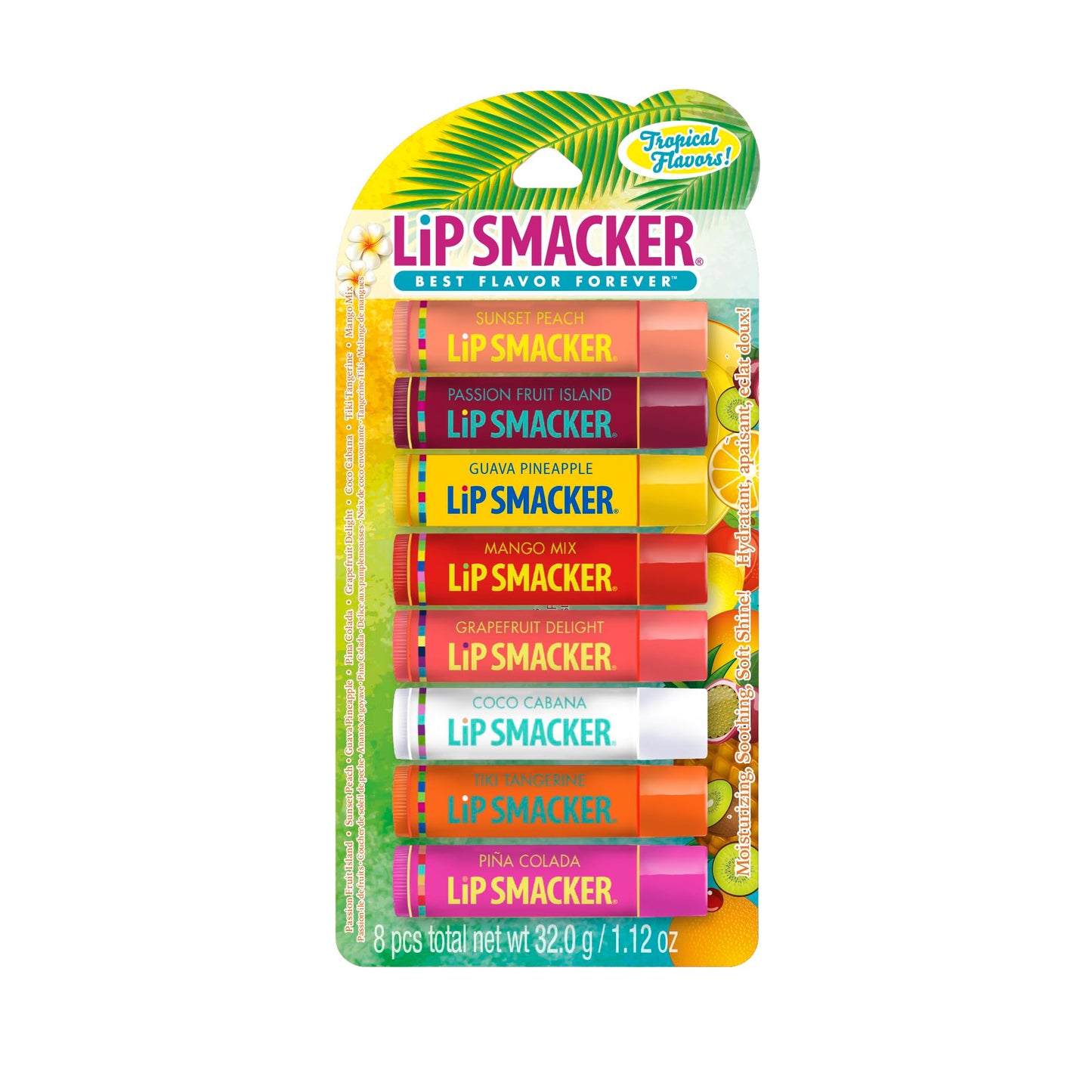 Lip Smacker Flavored Lip Balm Tropic Fever 8 Count (Pack of 1), Passion Fruit, Peach, Breezey-Teazey, Pina Colada, Grapefruit, Coca Cabana, Tangerine Beauty & Personal Care Lip Smacker