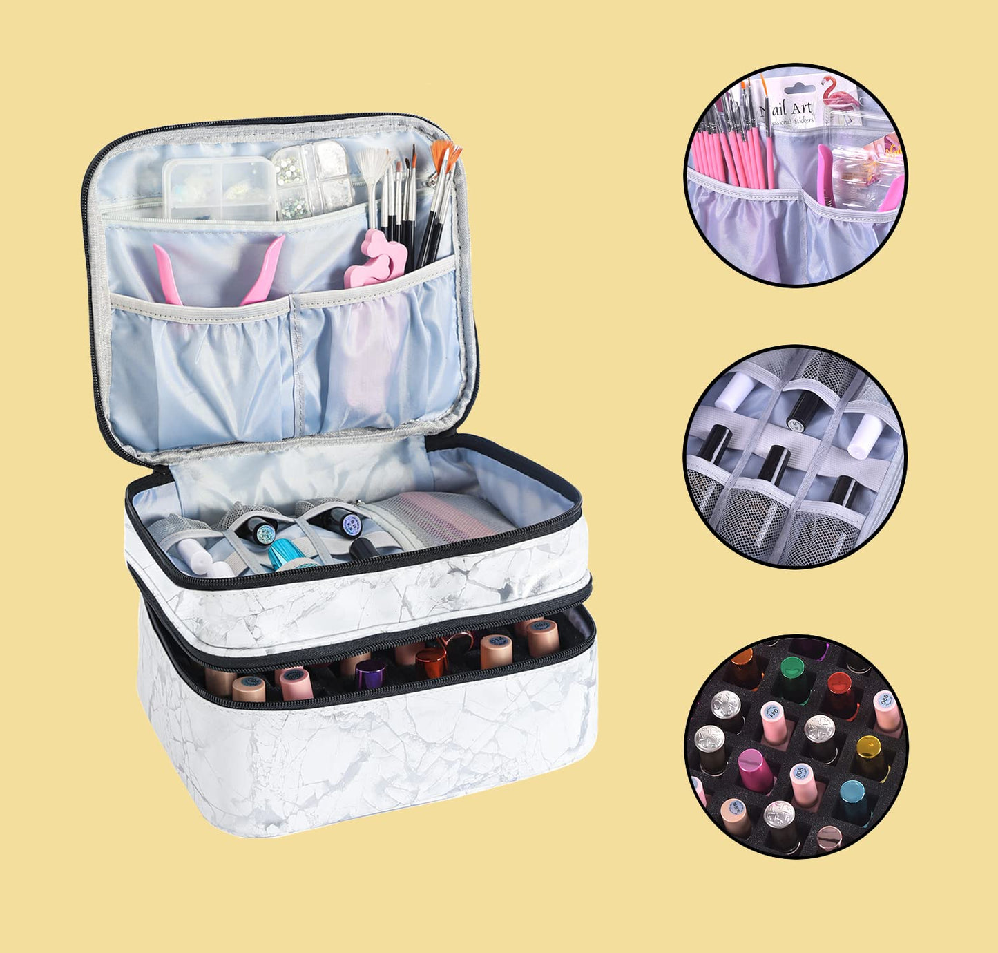 ZFZGFRCS Nail Polish Organizer- Holds 30 Bottles Nail Supply Organizers and Storage Double-layer Nail Bag Organizer Case Nail varnish Organizer Nail Beauty & Personal Care ZFZGFRCS