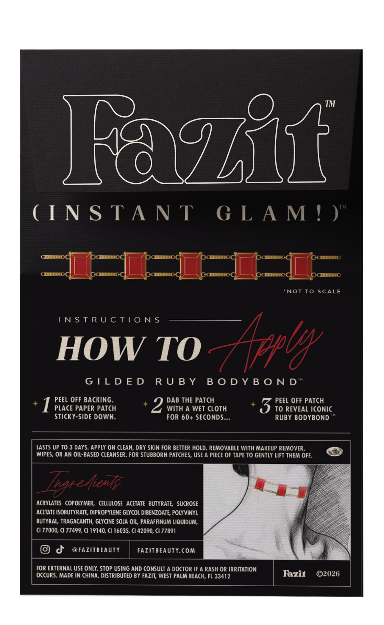 Fazit Makeup Patches - Ruby Bodybond - Glow Up Make-Up Patches - Cute Glitter Makeup Accessories for Women - Cosmetic Body Glitter Beauty & Personal Care Fazit