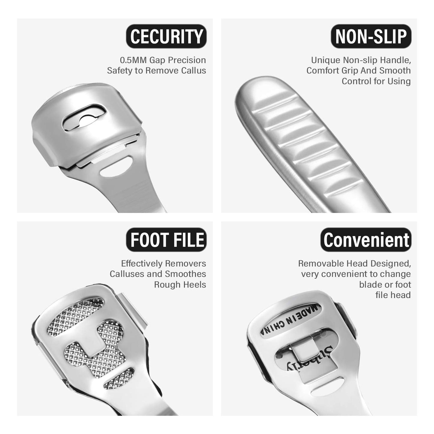 24 Pieces Callus Shaver Set, 20 Replacement Slices Blades 2 Callus Shavers and 2 Foot File Head Foot Care Tools Steel Handle Hard Skin Remover Beauty & Personal Care Mudder