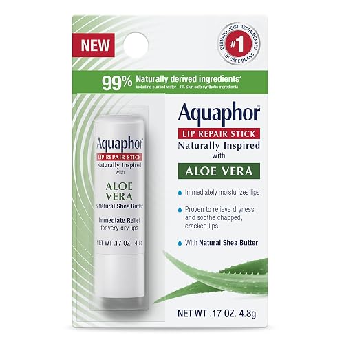 Aquaphor Naturally Inspired Lip Repair Stick with Aloe Vera and Natural Shea Butter, Hydrating Lip Balm Immediately Relieves Dryness, 0.17 Oz Stick Beauty & Personal Care Aquaphor