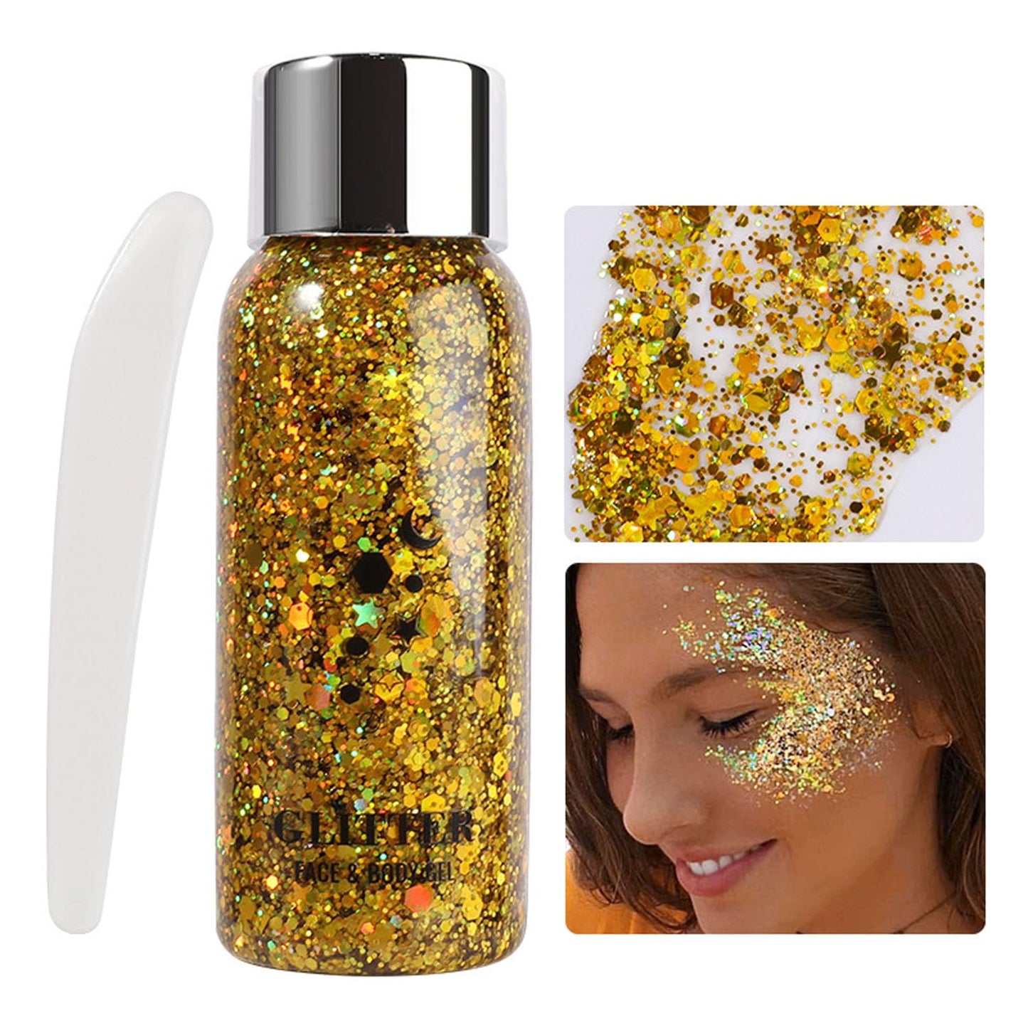 JUDEWY Body Glitter Gel, Face Glitter Body Glitter Glitter Liquid Eyeshadow, Face Hair Nail Glitter, Holographic Makeup Festival Glitter Makeup (03) Beauty & Personal Care JUDEWY