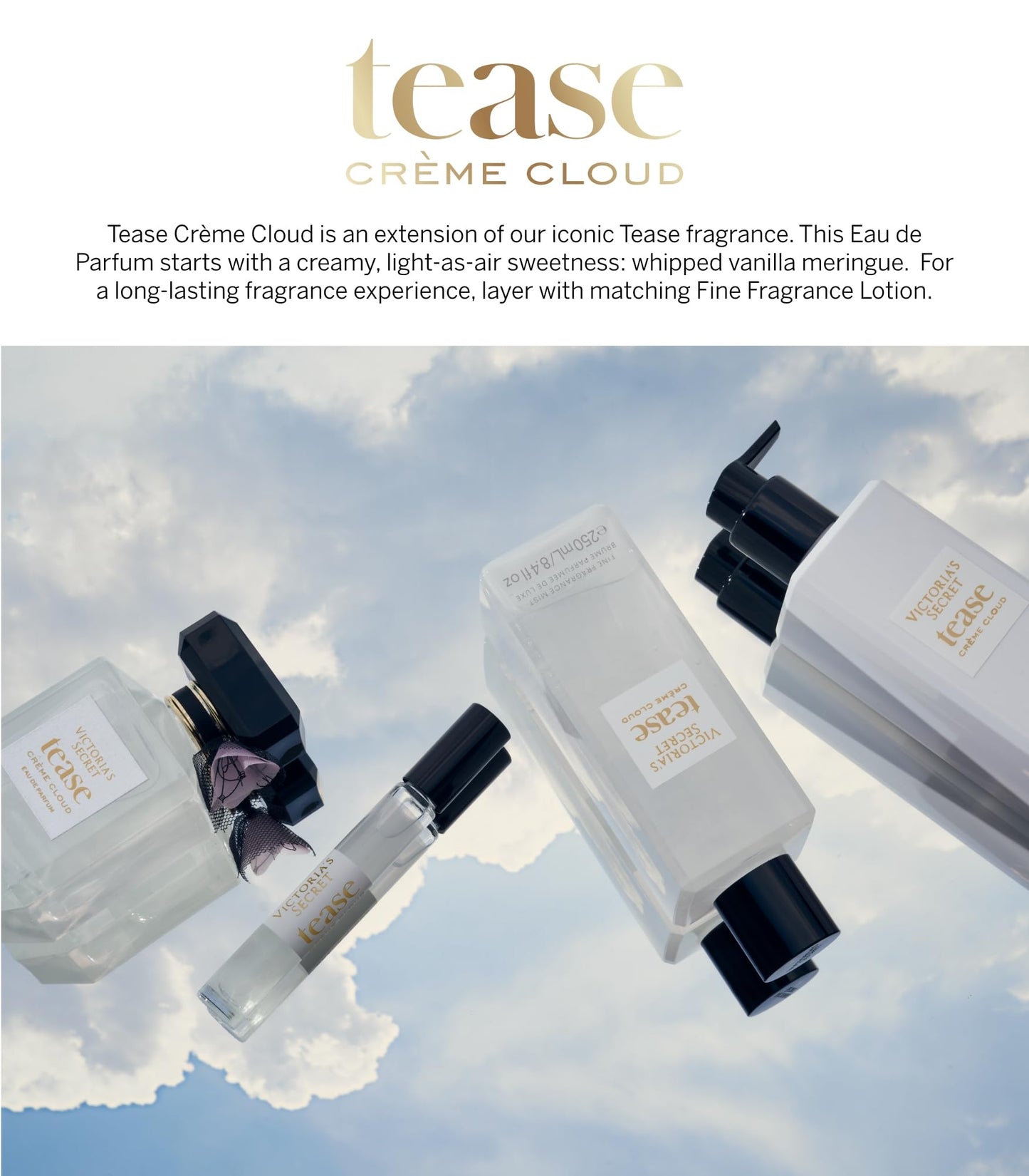 Victoria's Secret Tease Crème Cloud Eau de Parfum, Notes of Vanilla Meringue, Santal Flower & Sheer Amber, Perfumes for Women (1.7 oz) Beauty & Personal Care Victoria's Secret