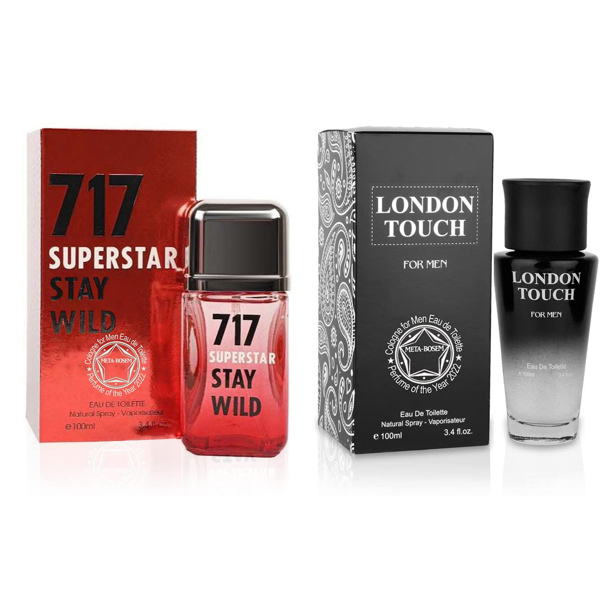 META-BOSEM 717 Superstar Stay Wild+London Touch Men's Cologne Collection, Eau de Toilette Natural Spray - Clean Fresh Scents - Holiday Gift Set (Pack Beauty & Personal Care META-BOSEM