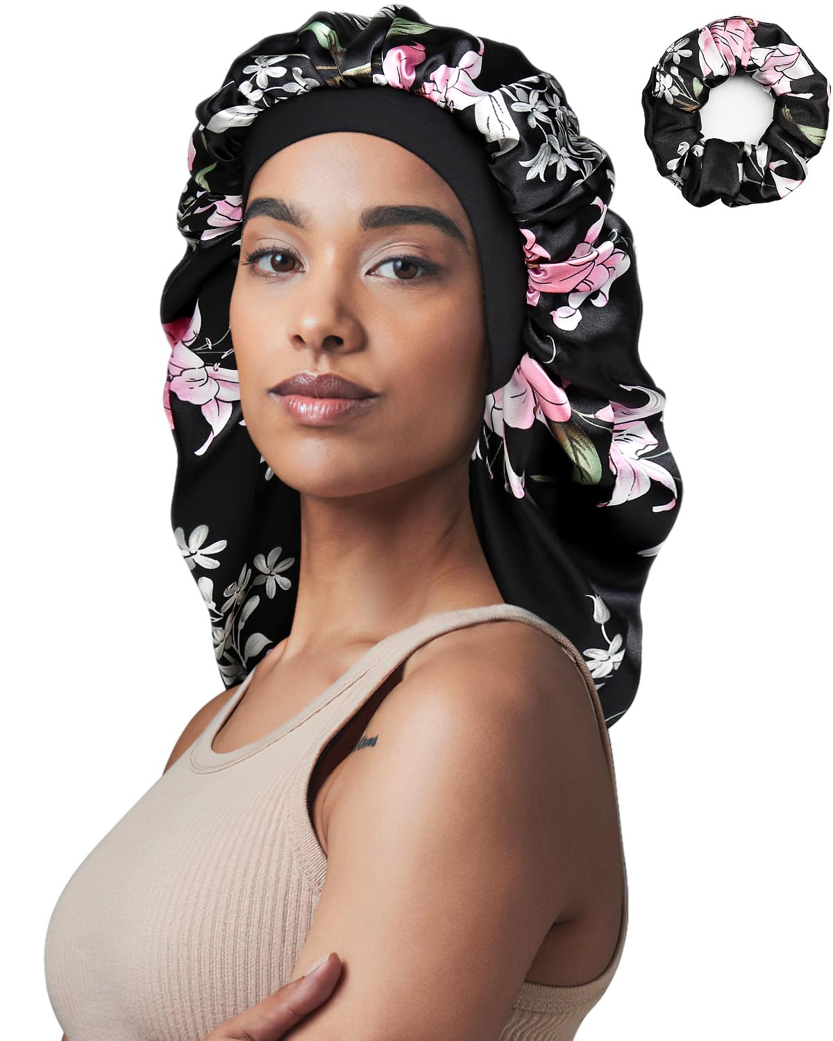 Long Satin Bonnet for Natural Hair Large Sleep Cap for Braids Beauty and Personal Care Awefeel