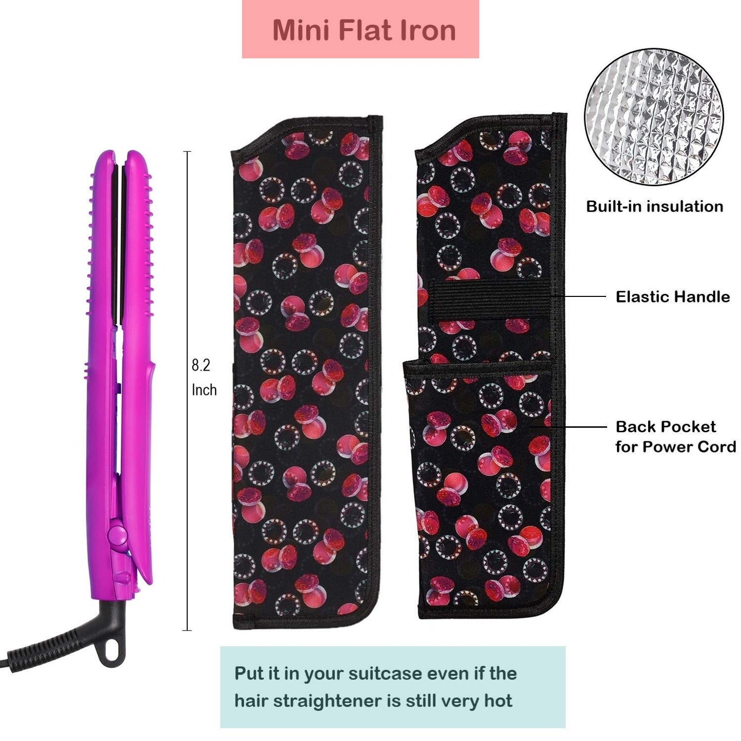 JYfeel Mini Travel Flat Iron, 2/3 inch, Ceramic Tourmaline, Dual Voltage Hair Straightener, instant Heat Up to 430, with Travel Case Beauty & Personal Care JYfeel