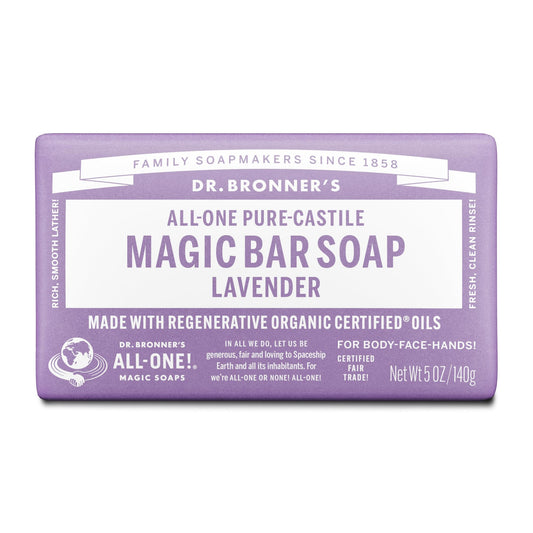 Dr. Bronner's - Pure-Castile Magic Bar Soap (Lavender, 5 ounce) - Made with Organic Oils, For Face, Body and Hair, Gentle and Moisturizing Beauty & Personal Care Dr. Bronner's