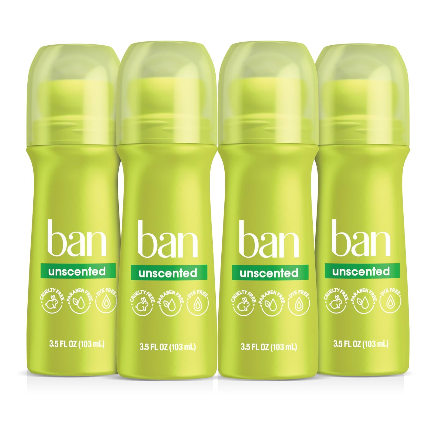 Ban Invisible Roll-on Antiperspirant Deodorant for Women and Men, 24-hour Underarm Odor & Sweat Protection, Unscented, 3.5 Oz, Pack of 4 Beauty and Personal Care Ban