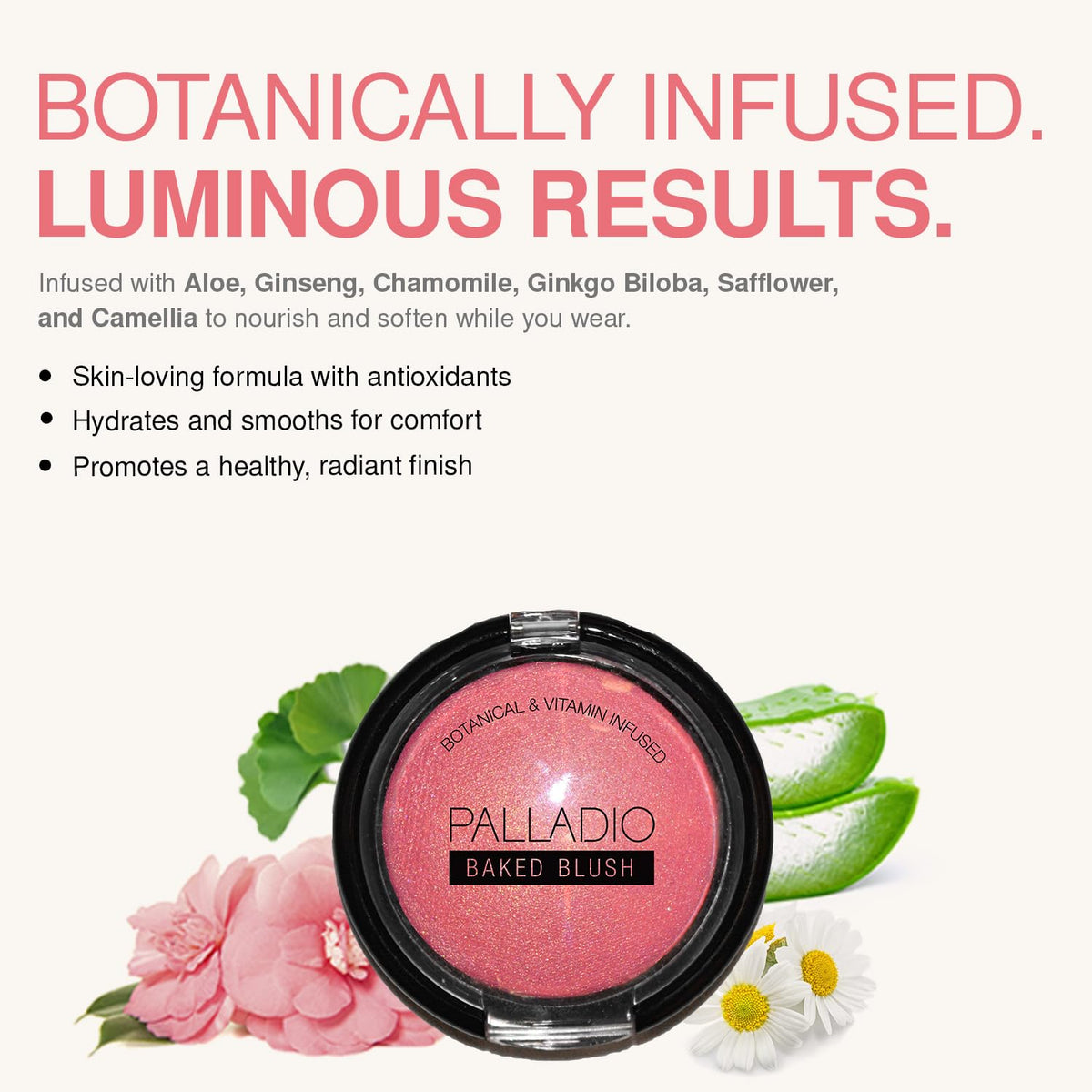 Palladio Baked Blush, Highly Pigmented and Shimmery Powder, Apply Dry for Natural Glow or Wet for Dramatic Radiance, Easy to Blend Makeup Blush, Apply Beauty & Personal Care Palladio
