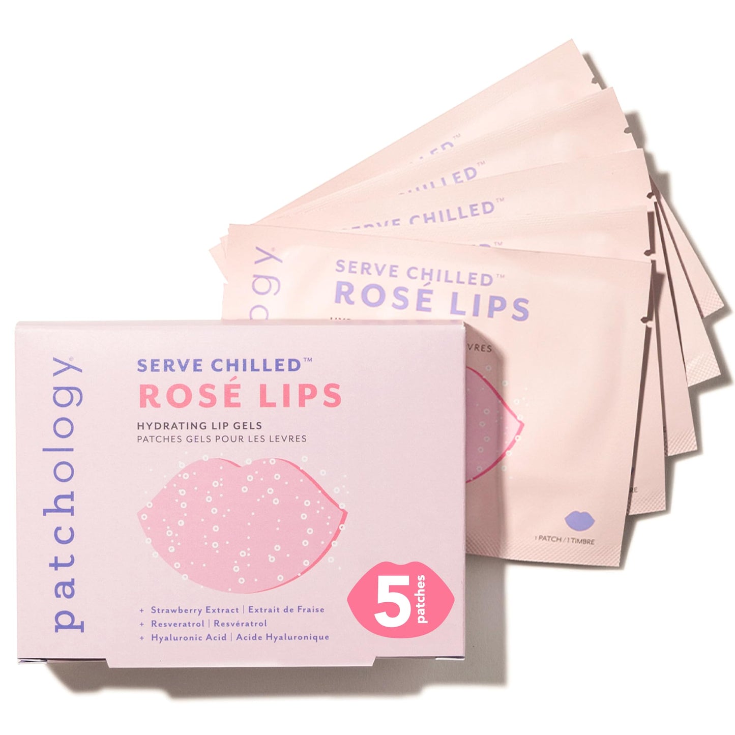 Patchology Serve Chilled Rosé Gel Lip Mask - Hydrating Mask with Resveratrol & Hyaluronic Acid for Soft Feel, Plumping & Moisture - Strawberry Beauty and Personal Care Patchology