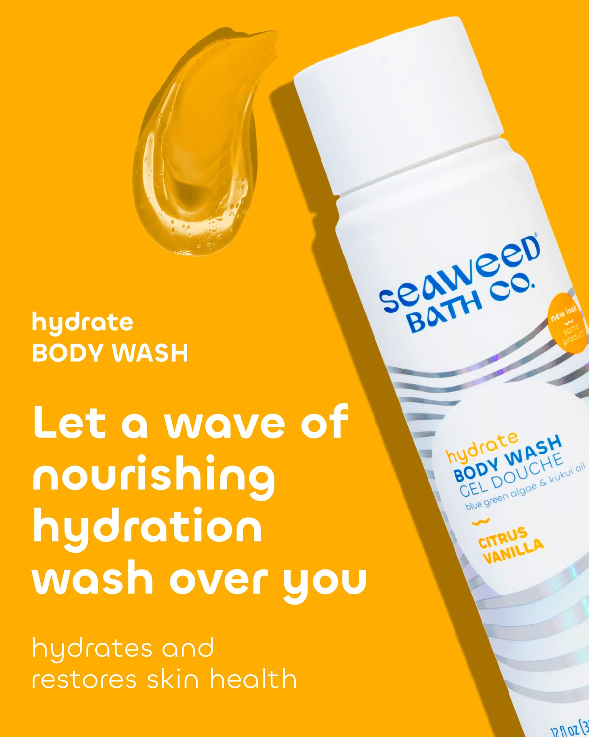 Seaweed Bath Co. Hydrate Body Wash - Citrus Vanilla - Foaming Shower Gel Cleanser with Natural Ingredients - Vegan, Paraben and Sulfate Free - Beauty & Personal Care The Seaweed Bath Co.