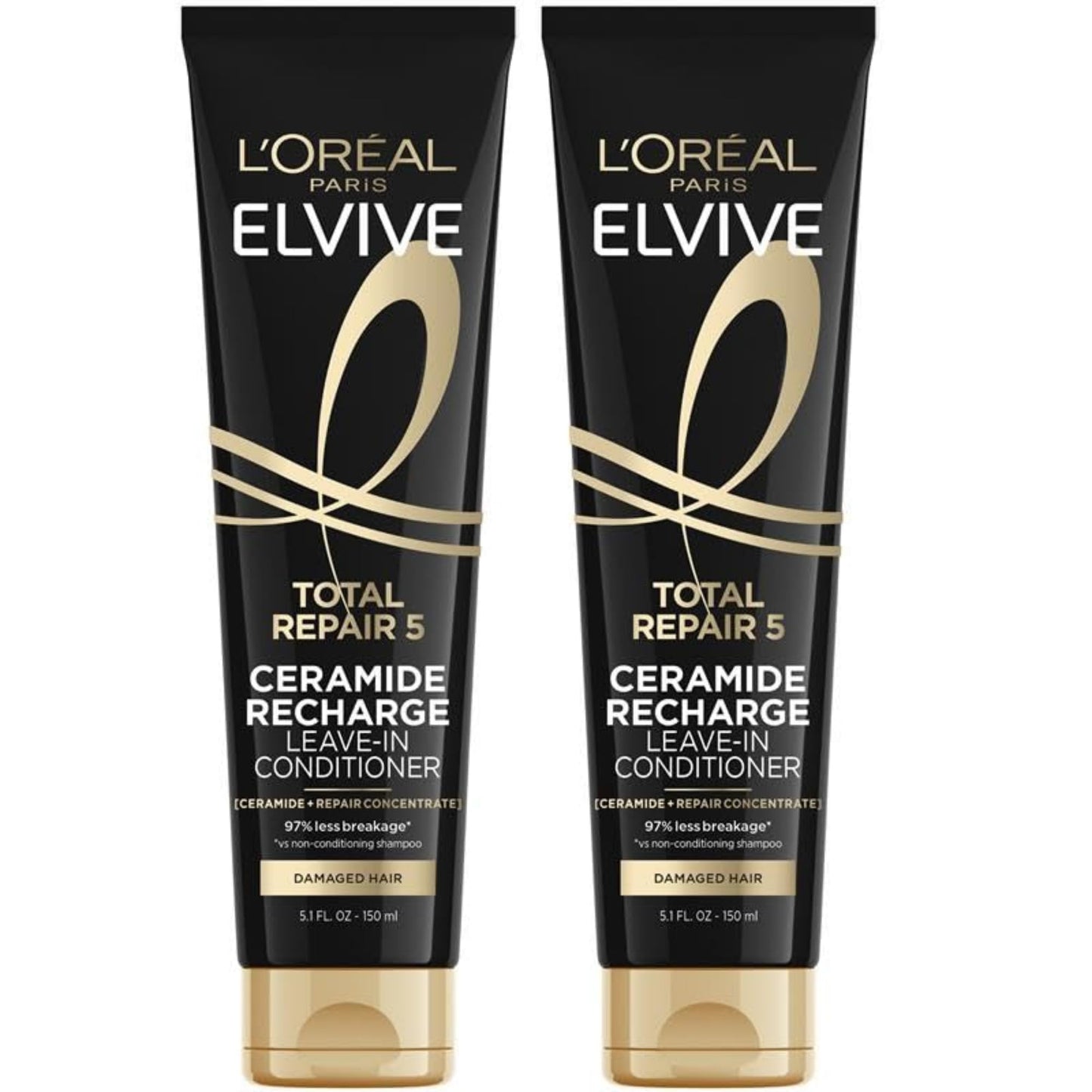 L'Oreal Paris Elvive Total Repair 5 Protein Recharge Leave In Conditioner Treatment, and Heat Protectant, 2 pack, (5.1 Ounce each) (Packaging May Beauty & Personal Care L'Oreal Paris