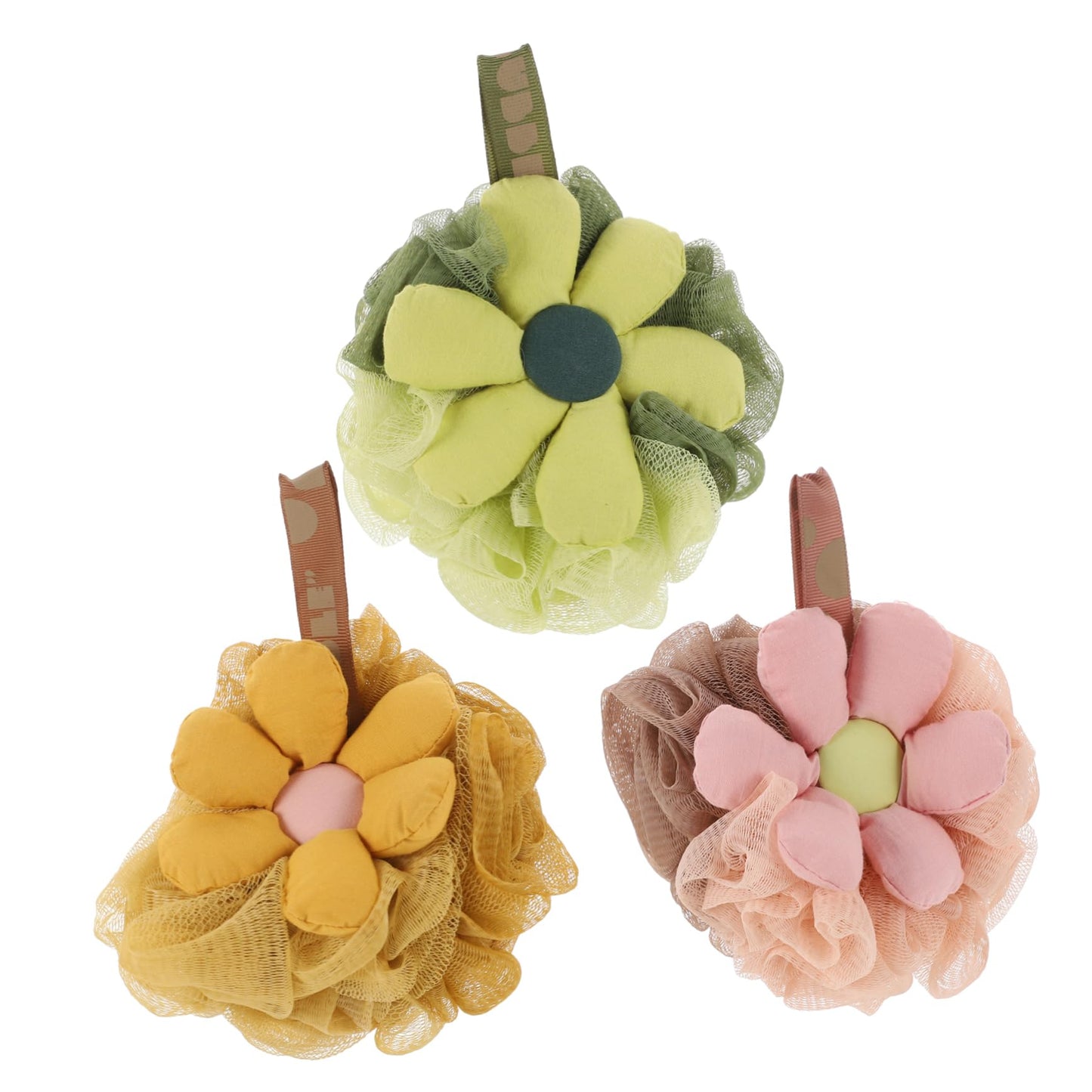 PartyKindom 3pcs Gentle Exfoliating Flower Loofah Sponge for Shower Soft Pe Bath Mesh Body Scrubber for Women Newborns High Density Foaming Bath Beauty and Personal Care PartyKindom