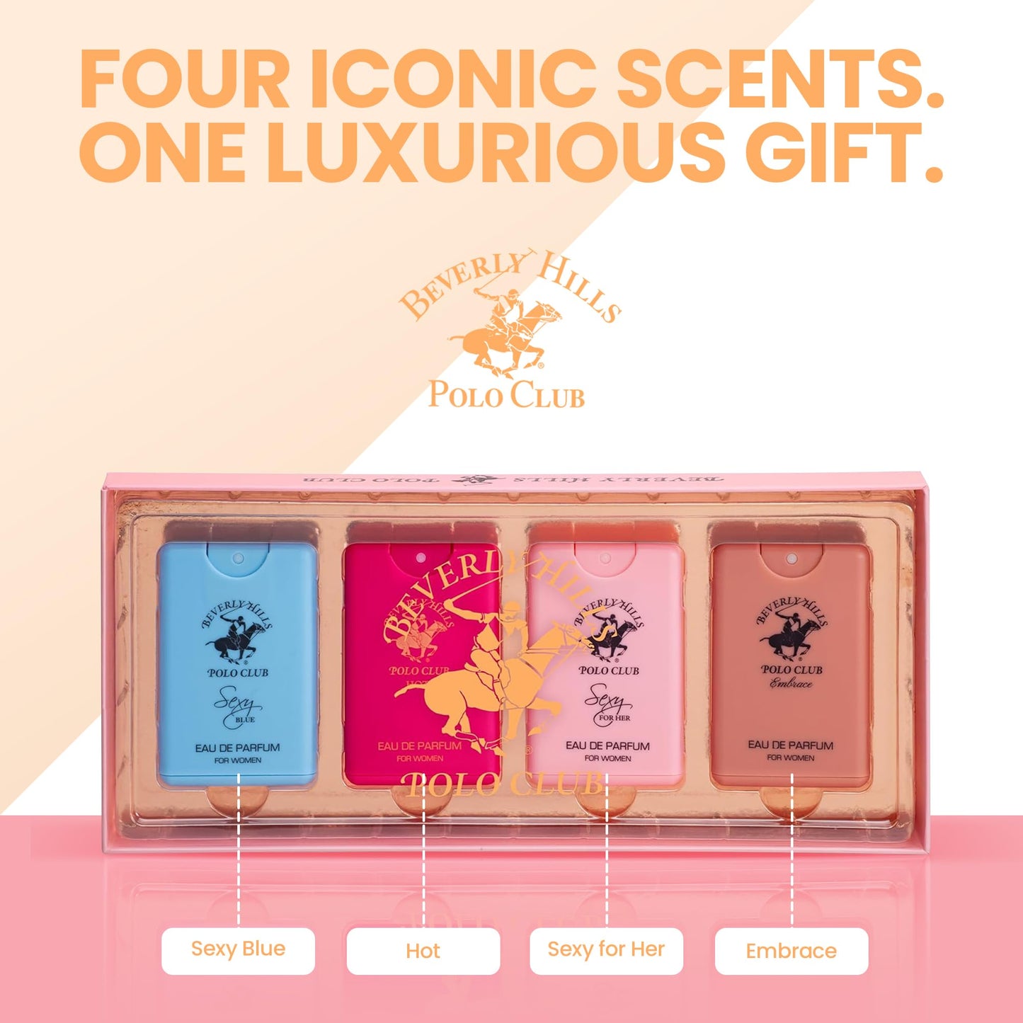Beverly Hills Polo Club Women's Perfume Gift Set - 4 Piece Pocket Size Eau De Parfum Collection - Long-Lasting Scents for Her Beauty & Personal Care Beverly Hills Polo Club
