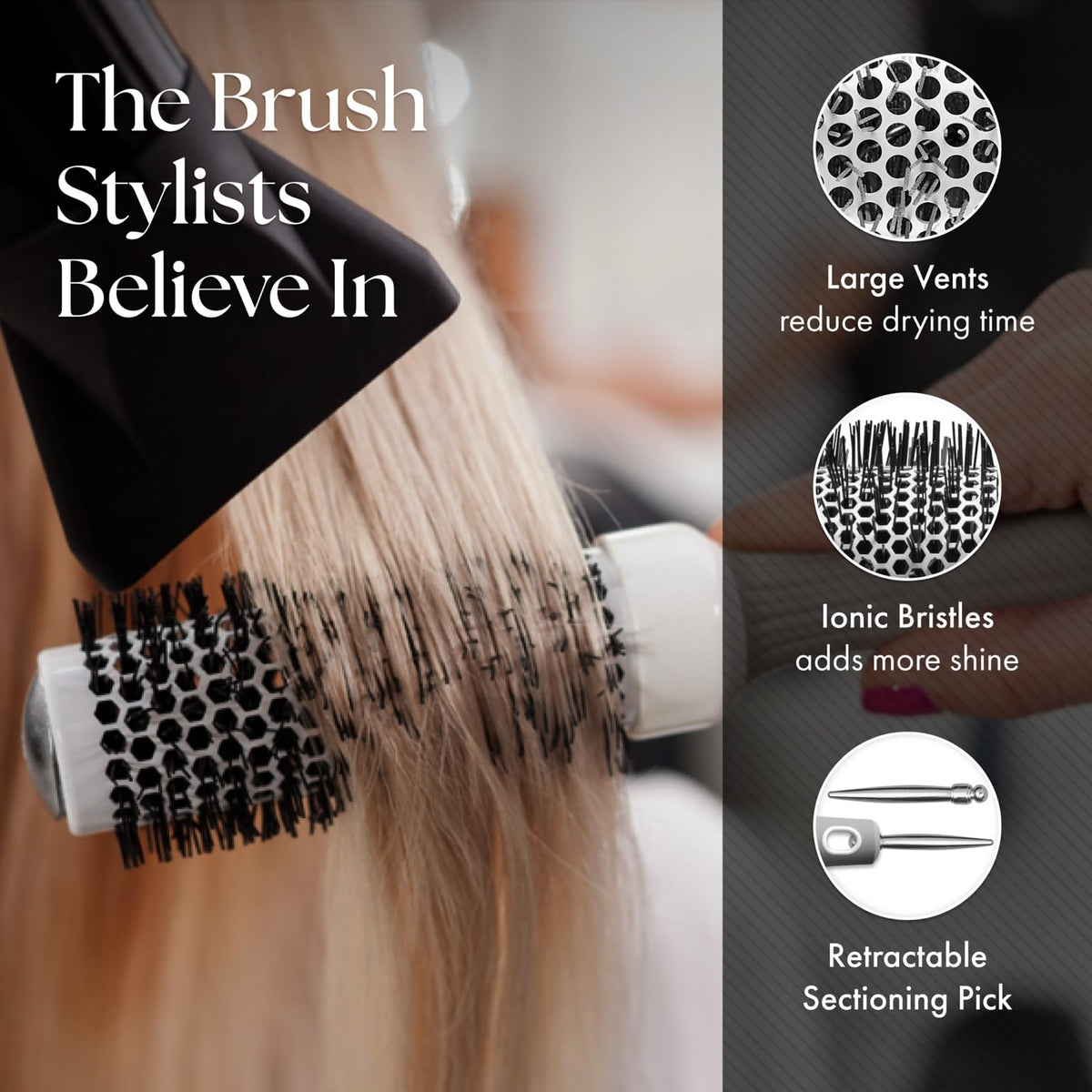 Olivia Garden Ceramic + Ion Round Thermal Hair Brush - Not Electrical - Professional Blowout Brush for Normal to Thick Hair - 2 1/8" Diameter Barrel Beauty & Personal Care Olivia Garden
