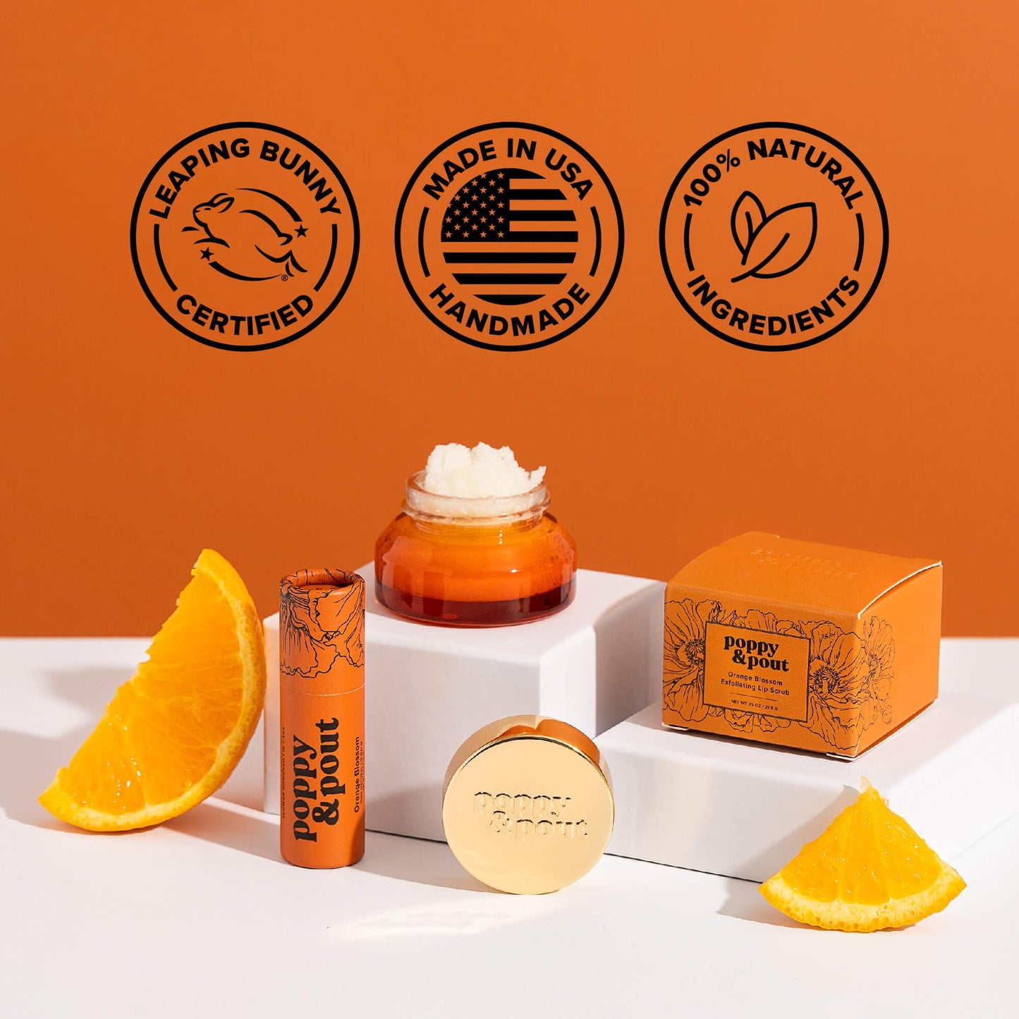 Poppy & Pout Orange Blossom Jumbo Lip Balm | All Natural Lip Balms & Moisturizers | Hydrates with Beeswax, Vitamin E, Organic Coconut Oil | Beauty & Personal Care Poppy & Pout
