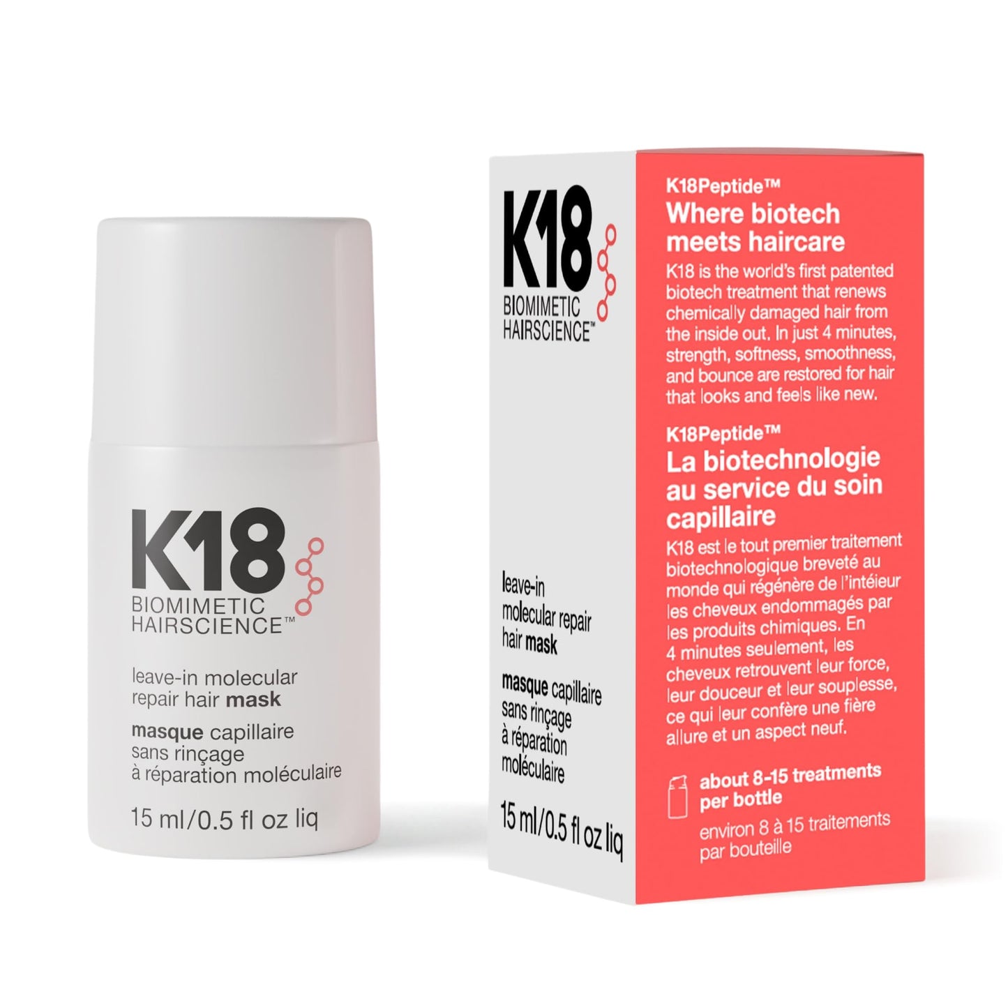 K18 Leave-In Molecular Repair Hair Mask - Peptide Hair Treatment Mask for Bleach, Color, Chemical + Heat Damaged Strands - Immediate + Lasting Damage Beauty and Personal Care K18