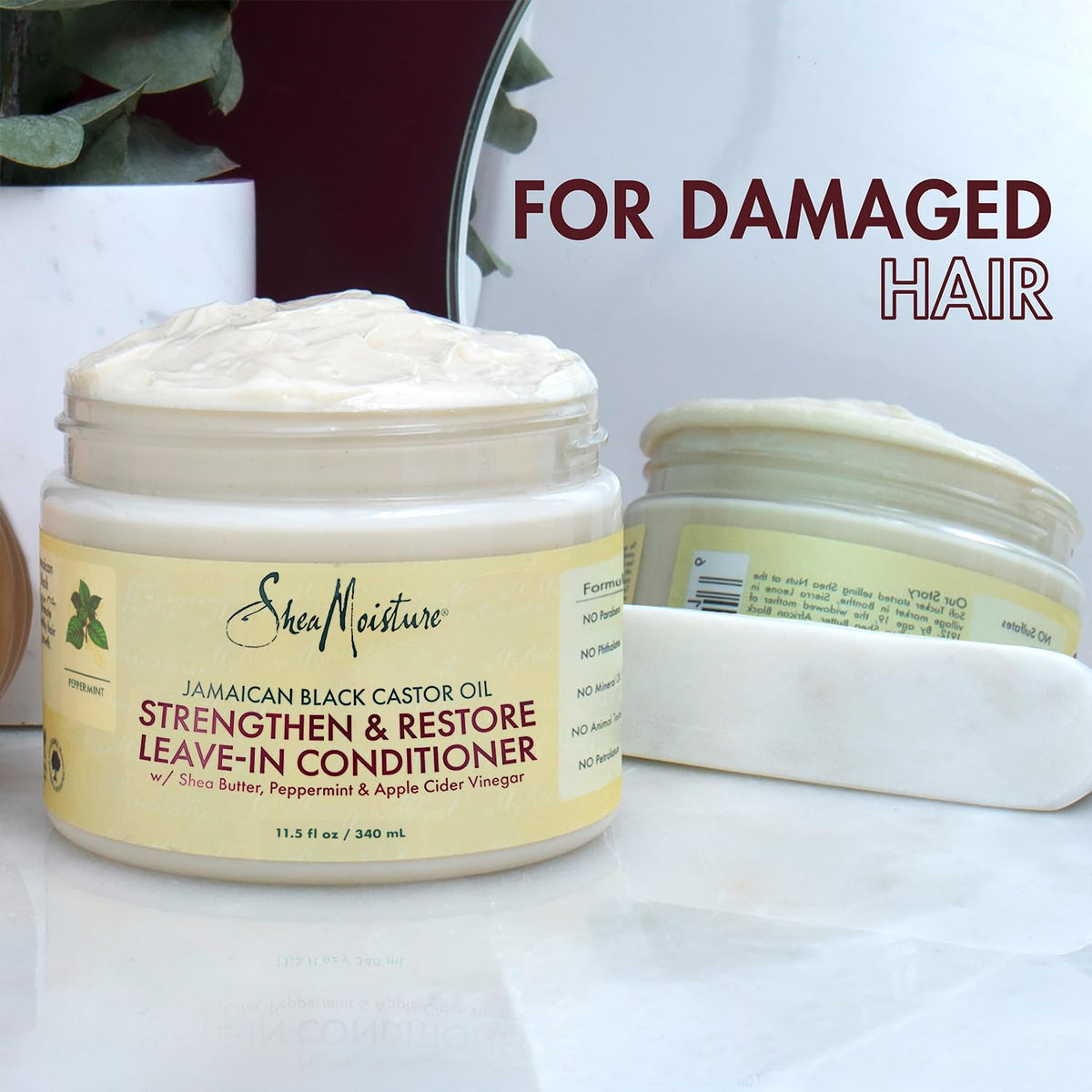 Shea Moisture Leave in Conditioner, 100% Pure Jamaican Black Castor Oil Strengthen & Restore for Healthy Hair Growth, Vitamin E, Curly Hair Products Beauty & Personal Care SheaMoisture