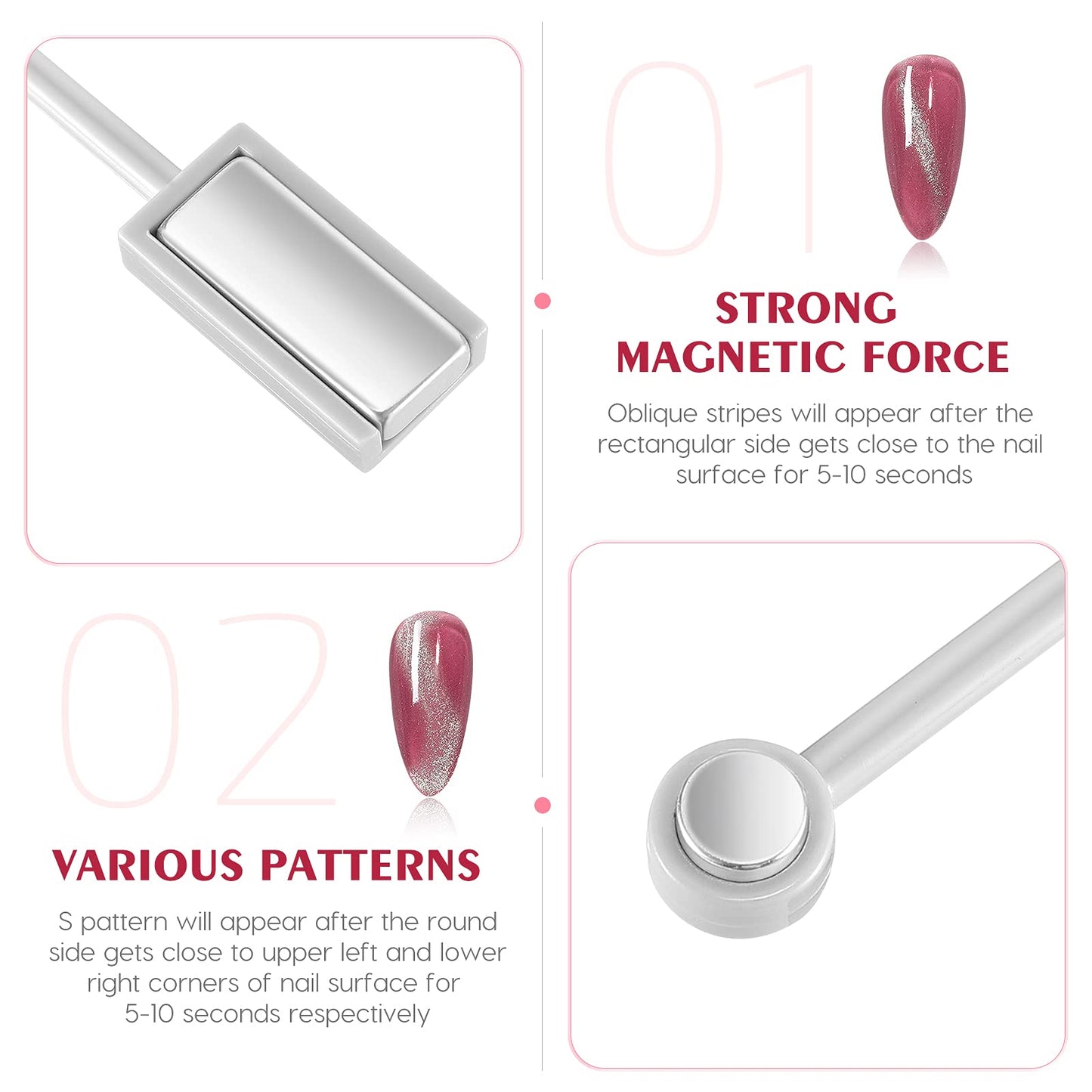 Frcolor Double-head Magic Magnet Stick For 3D Magnetic Cat Eye Gel Nail Polish Nail Art Manicure Tool Beauty & Personal Care FRCOLOR