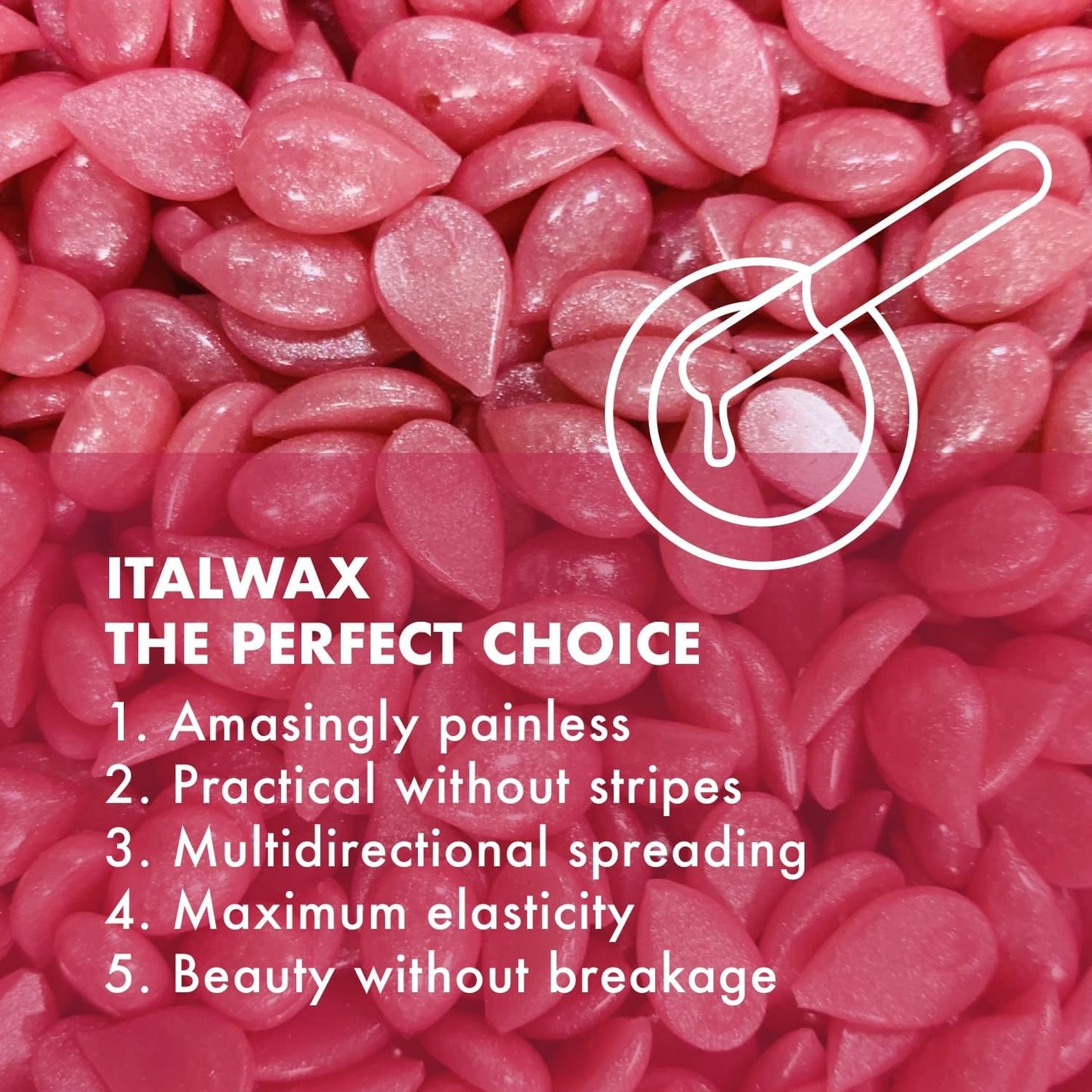 Italwax Top Line Pink Pearl Hard Wax Beads 1.65 lb (750 g) - Semi-Creamy Unscented Hard Wax for Facial Areas, Strong from First Pull, Suitable Beauty and Personal Care Italwax