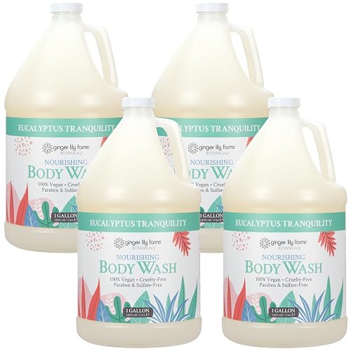 Ginger Lily Farms Botanicals Nourishing Body Wash, Eucalyptus Tranquility, 100% Vegan & Cruelty-Free, 1 Gallon (Pack of 4) Beauty & Personal Care Ginger Lily Farms