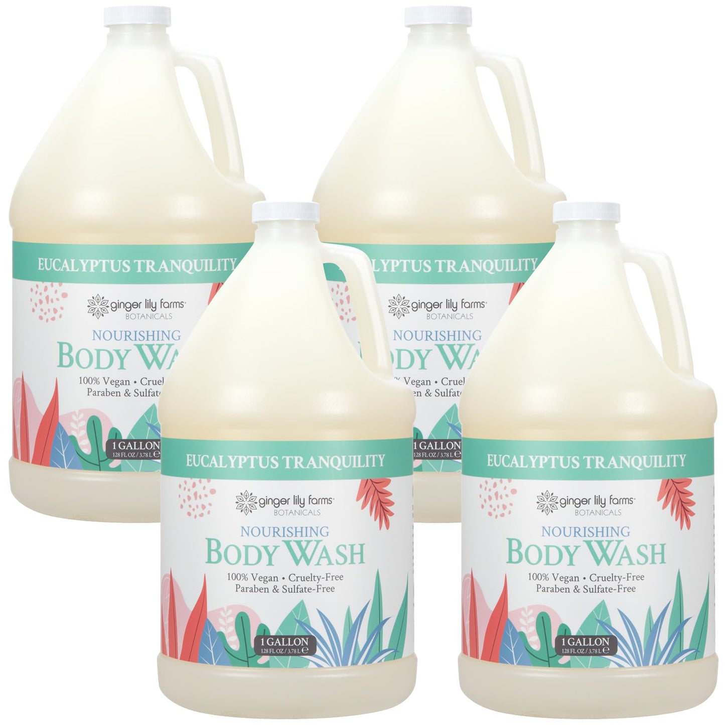 Ginger Lily Farms Botanicals Nourishing Body Wash, Eucalyptus Tranquility, 100% Vegan & Cruelty-Free, 1 Gallon (Pack of 4) Beauty & Personal Care Ginger Lily Farms