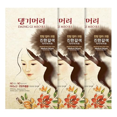 Daeng Gi Meo Ri - Korean Herbal Hair Dye Color Cream [Medium Brown] (3 PACK) - PPD-Free Gray Coverage, Hair Protection, High-Keratin Formula, 5 Oz Beauty & Personal Care Daeng Gi Meo Ri
