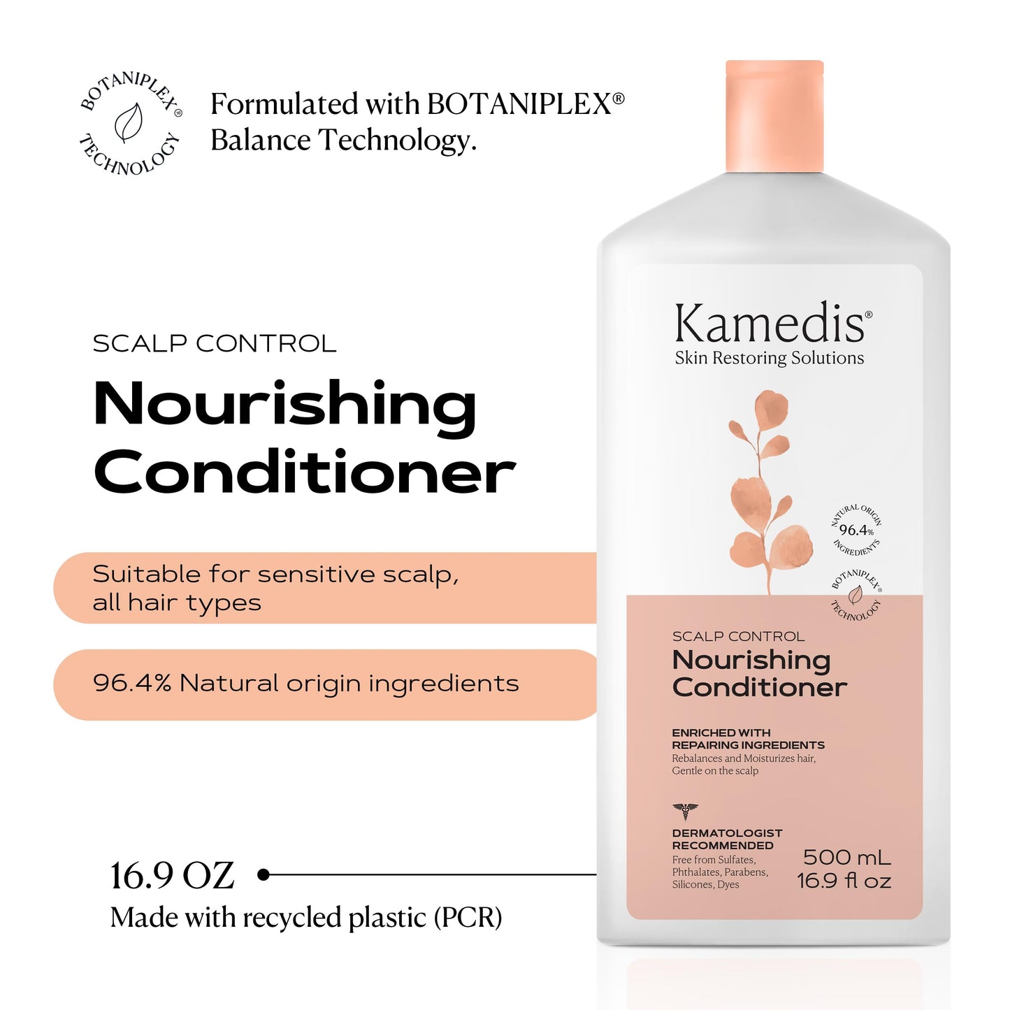 KAMEDIS Hair Conditioner Botanicals-Based. Moisturizer for Dry Damaged Hair & Sensitive Scalp. Contains Shea Butter, Coconut Oil & Argan Oil.16.9 Fl Beauty & Personal Care KAMEDIS