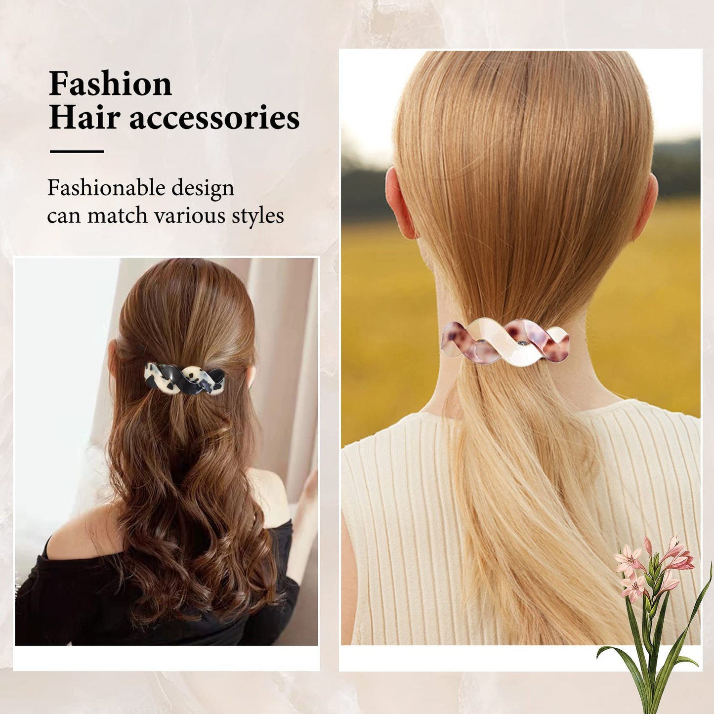 Mistofu Hair Clips (3 Count) - Large Hair Barrettes for Thick Hair - 3pcs Elegant French Barrettes Retro Hair Accessories for Women Daily Wear Beauty & Personal Care Mistofu