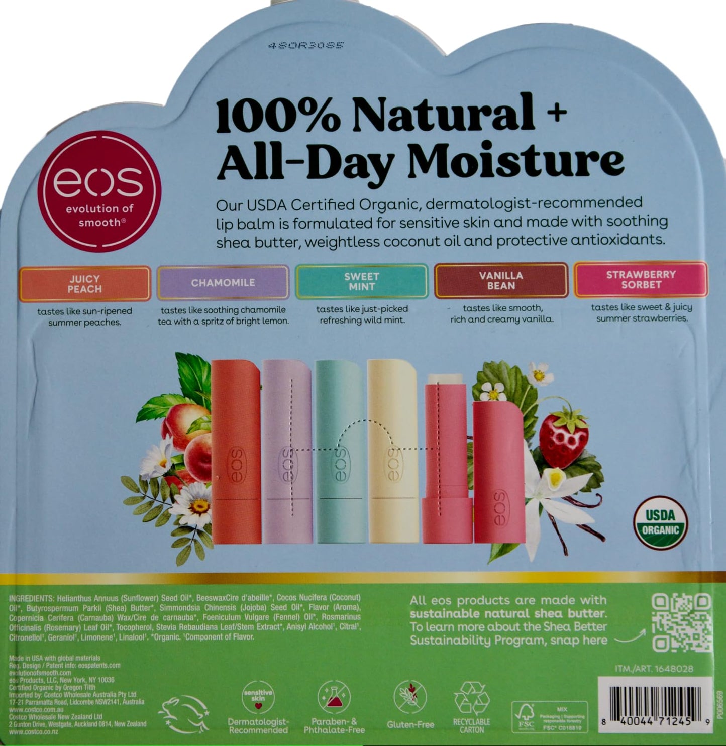 EOS Organic Lip Balm Juicy Peach Chamomile Mint Vanilla Strawberry, 9 Pack Beauty and Personal Care TEPOTZ