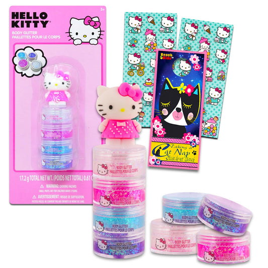 Hello Kitty Body Glitter Set - Bundle with 4 Body Glitter Colors for Costumes, Dress Up, Pretend Play, and More, Stickers | Hello Kitty Accessories Beauty & Personal Care Hello Kitty