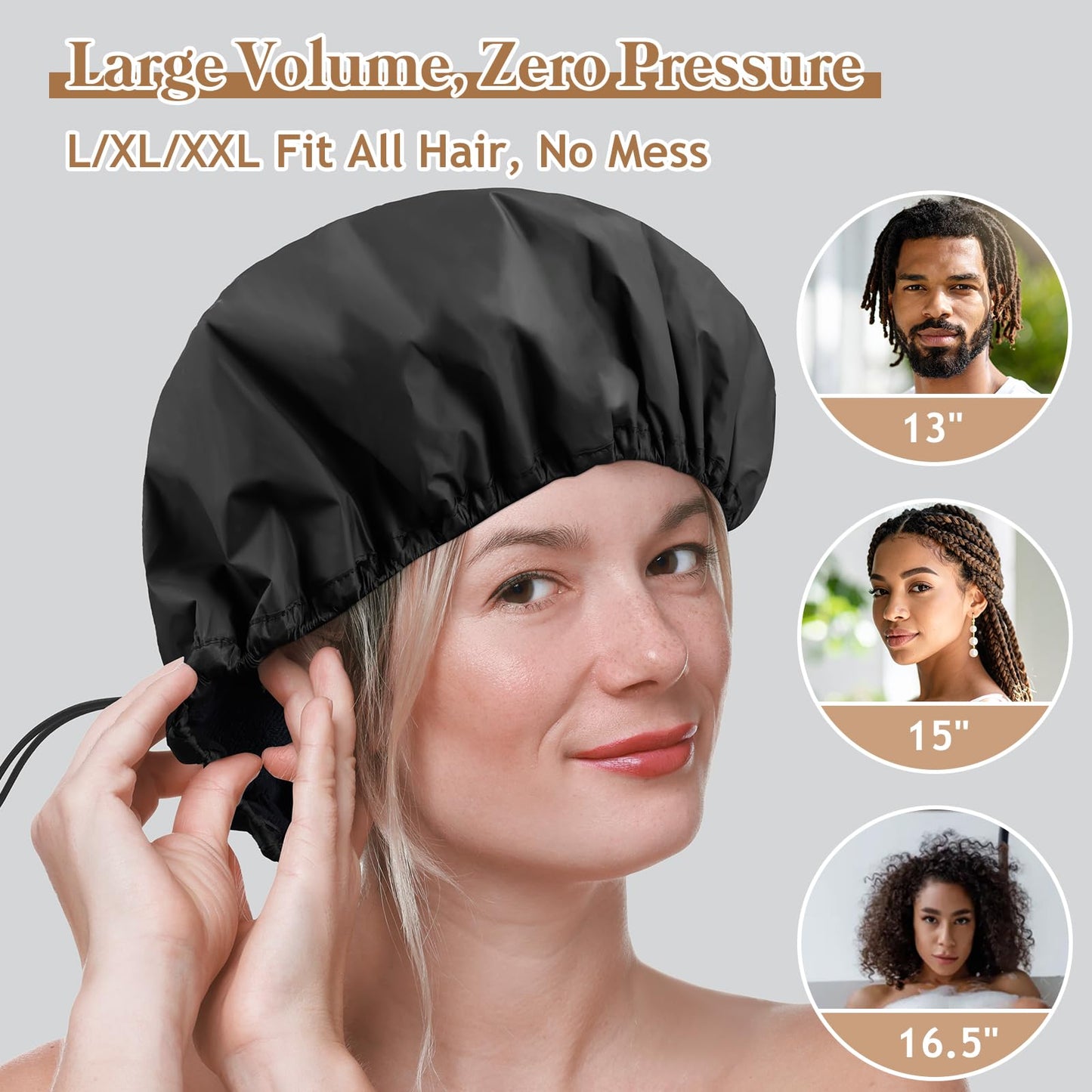 Sheomern 2 Pcs 13.5" Dual Waterproof Adjustable Terry Lined Shower Cap for Women Men, Large Shower Caps Reusable EVA Double Layer Bath Cap for Braids Beauty & Personal Care SHEOMERN