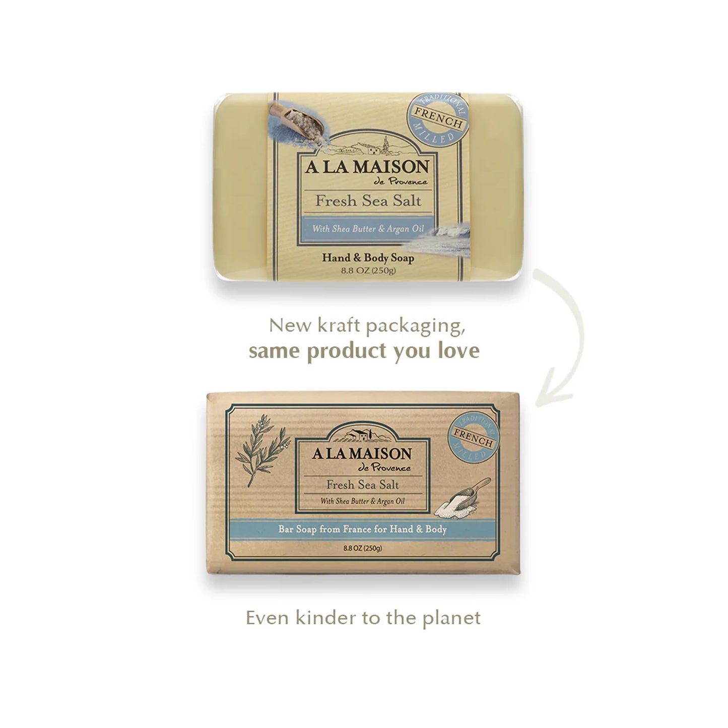 A LA MAISON Fresh Sea Salt Bar Soap - Triple French Milled Natural Moisturizing Hand Soap Bar (1 Bar of Soap, 8.8 oz) Beauty & Personal Care A LA MAISON