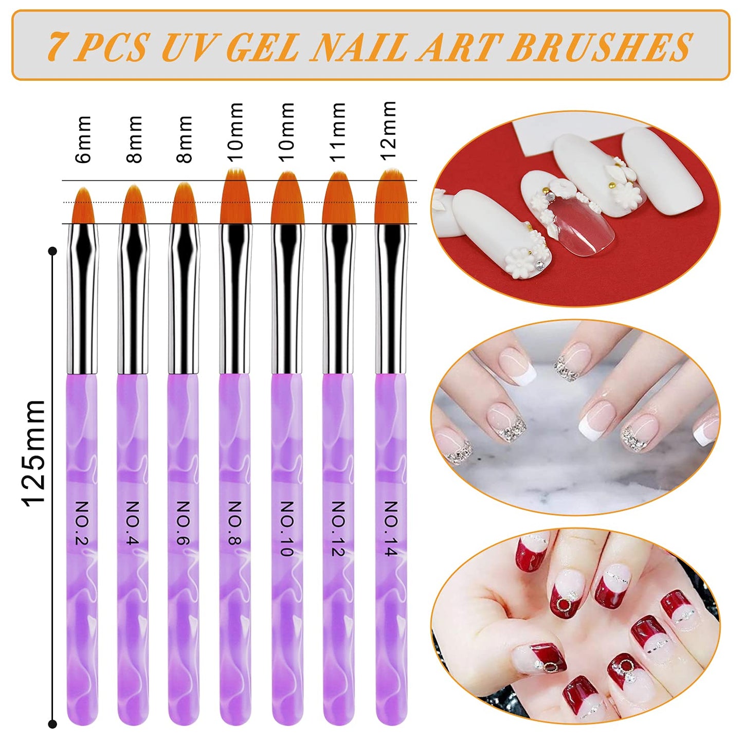 AROIC 28 Pcs Acrylic Nail Brush Set Including 7 Pcs UV Gel Nail Art Brushes, 6 Pcs 3D Nail Extension Brush, 5Pcs Double Ended Dotting Nail Pen Beauty & Personal Care AROIC