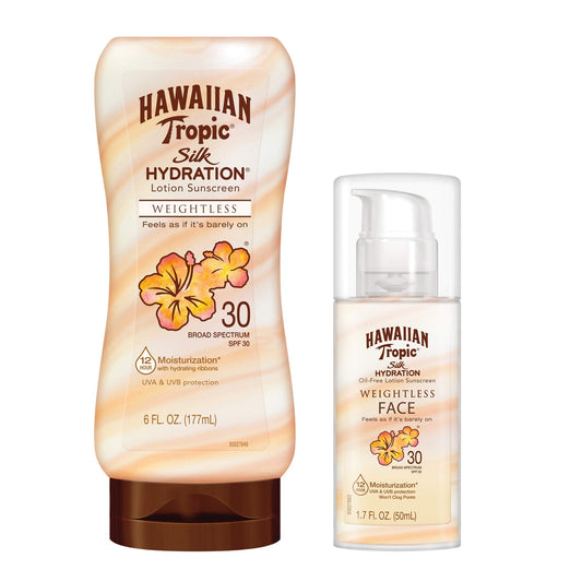 Hawaiian Tropic Silk Hydration Weightless Sunscreen Pack - SPF 30 Broad Spectrum Sunscreen Lotion (6oz) & Face Lotion (1.7oz) Beauty & Personal Care Hawaiian Tropic